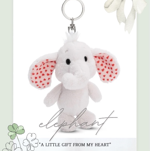 [KREAM 단독] NICI Keyholder Love elephant light grey 10cm GREEN 착용 스타일