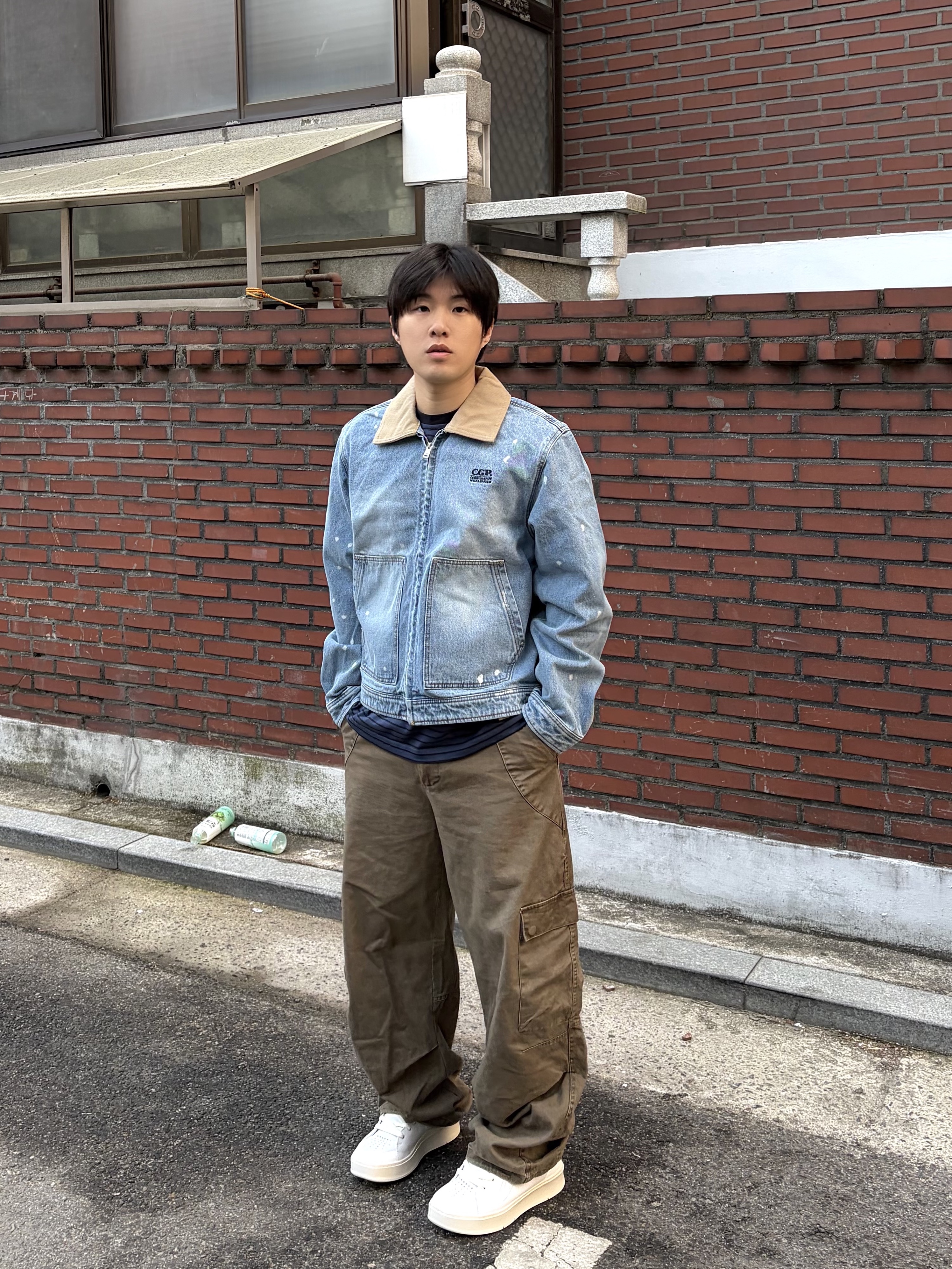 noun Washed Cargo Pants Khaki 착용 스타일