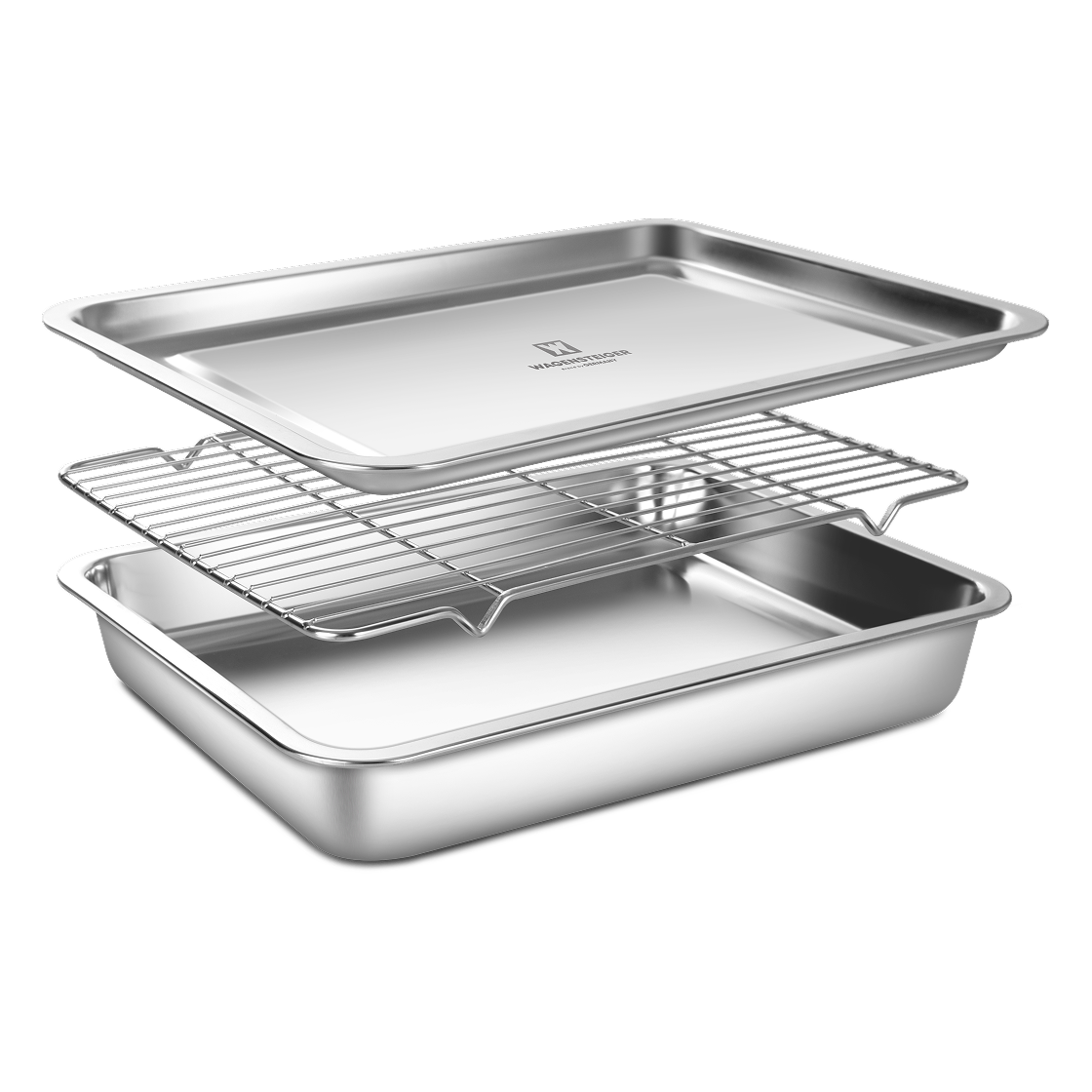 바겐슈타이거 스텐 사각트레이 3종세트 No.8(WAGENSTIEGER Non-abrasive Stainless Steel Rectangular Tray Set NO.08) - 1