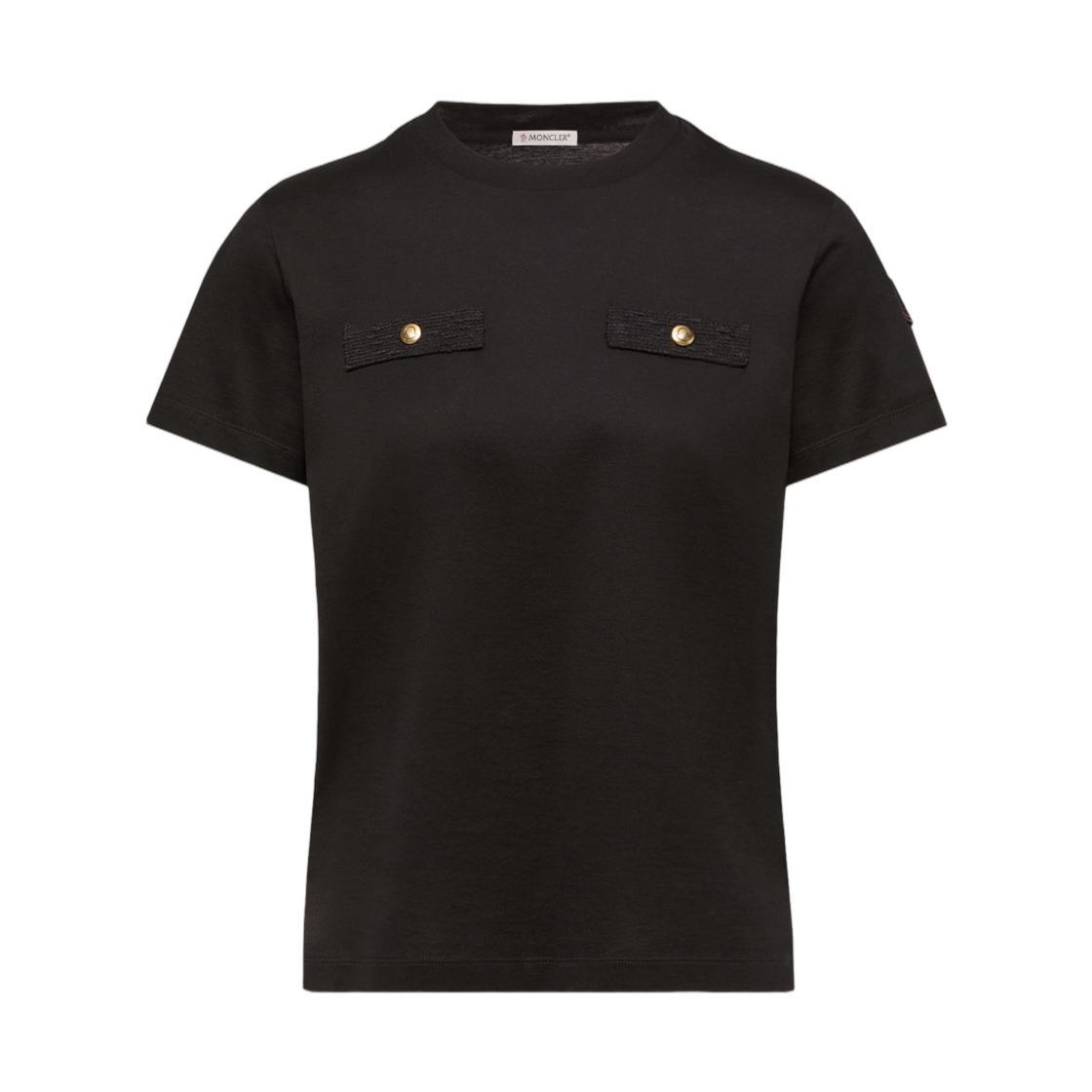L1-093-8C00023-89B9B-999 (W) Moncler Cotton T-Shirt With Mock Pockets Black - 26SS