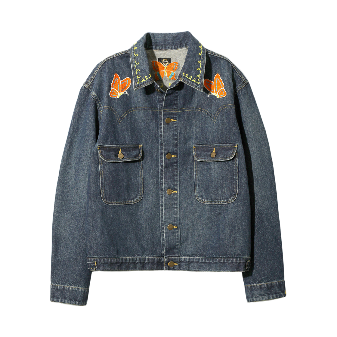 니들스 빠삐용 EMB. 진 자켓 12oz 데님 인디고(Needles Papillon EMB. Jean Jacket 12oz Denim Indigo)