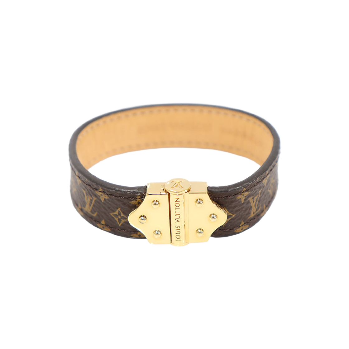 루이비통 M6689F 모노그램 캔버스 금장 나노 모노그램 팔찌 17호(Louis Vuitton M6689F Monogram Canvas Gold Nano Monogram Bracelet Size 17) - 1