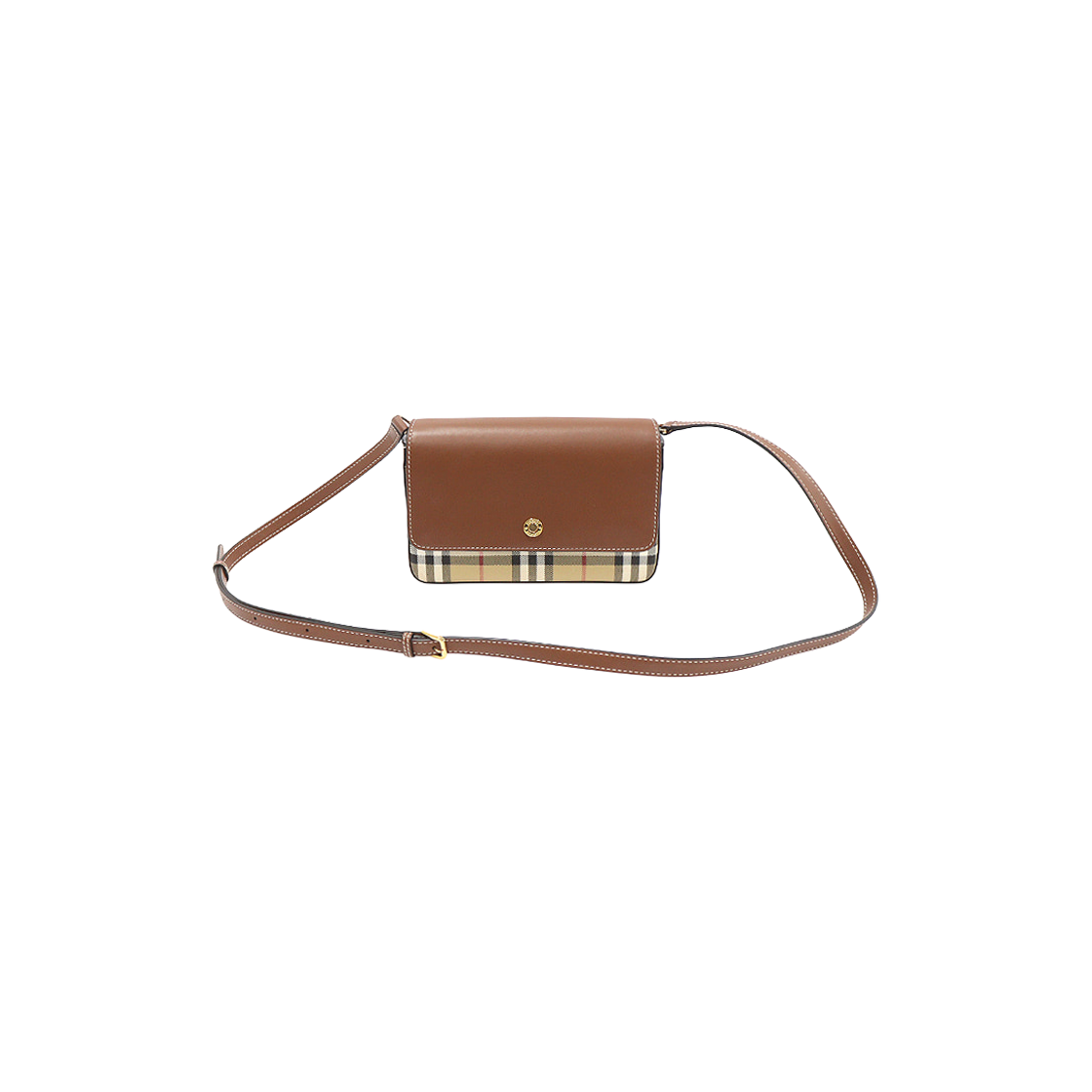 버버리 80580041 빈티지 체크 탠 카프스킨 금장 뉴햄프셔 크로스백(Burberry Vintage Check Tan Calfskin Gold New Hampshire Crossbody Bag) - 1