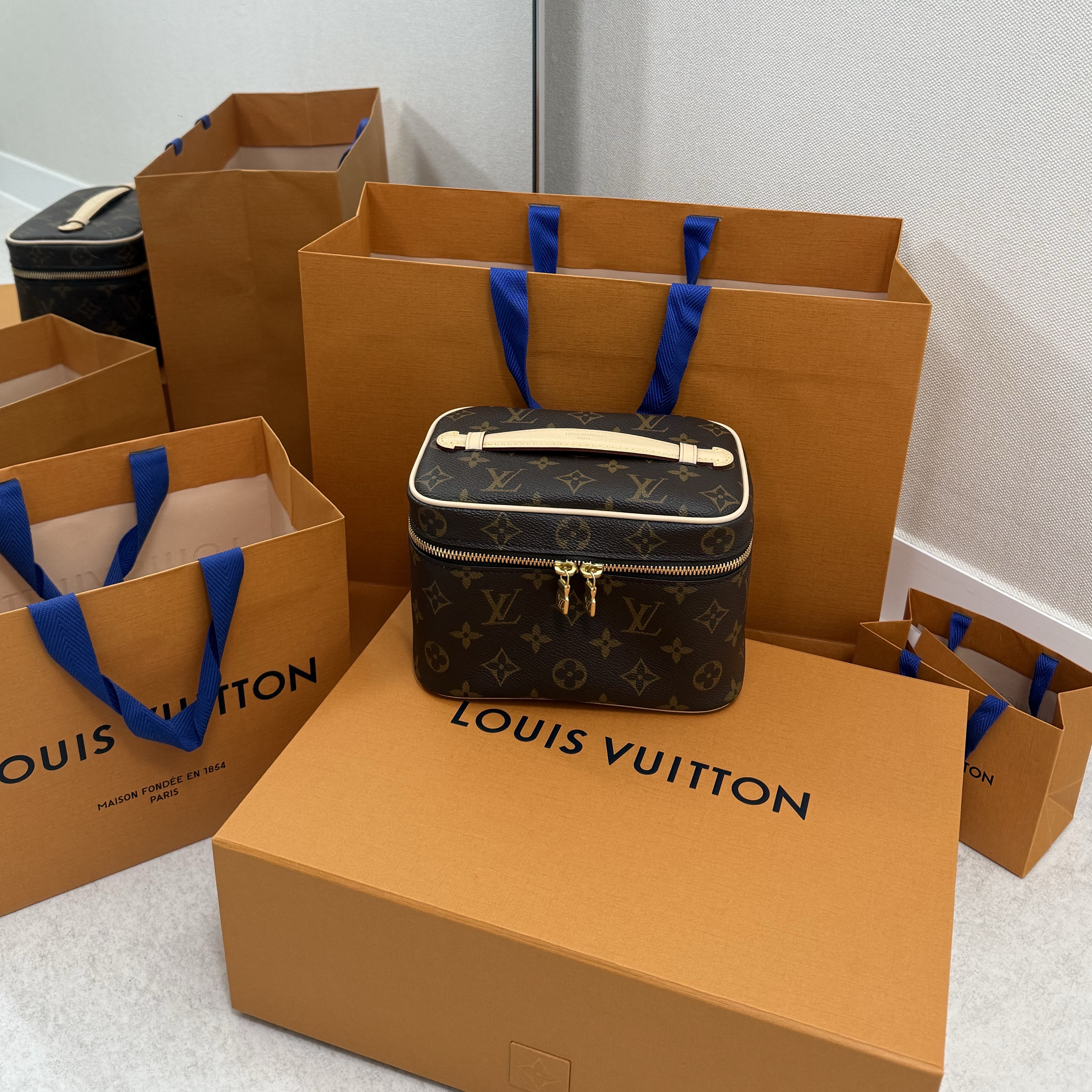 Louis Vuitton Nice Mini Toiletry Pouch Monogram 착용 스타일