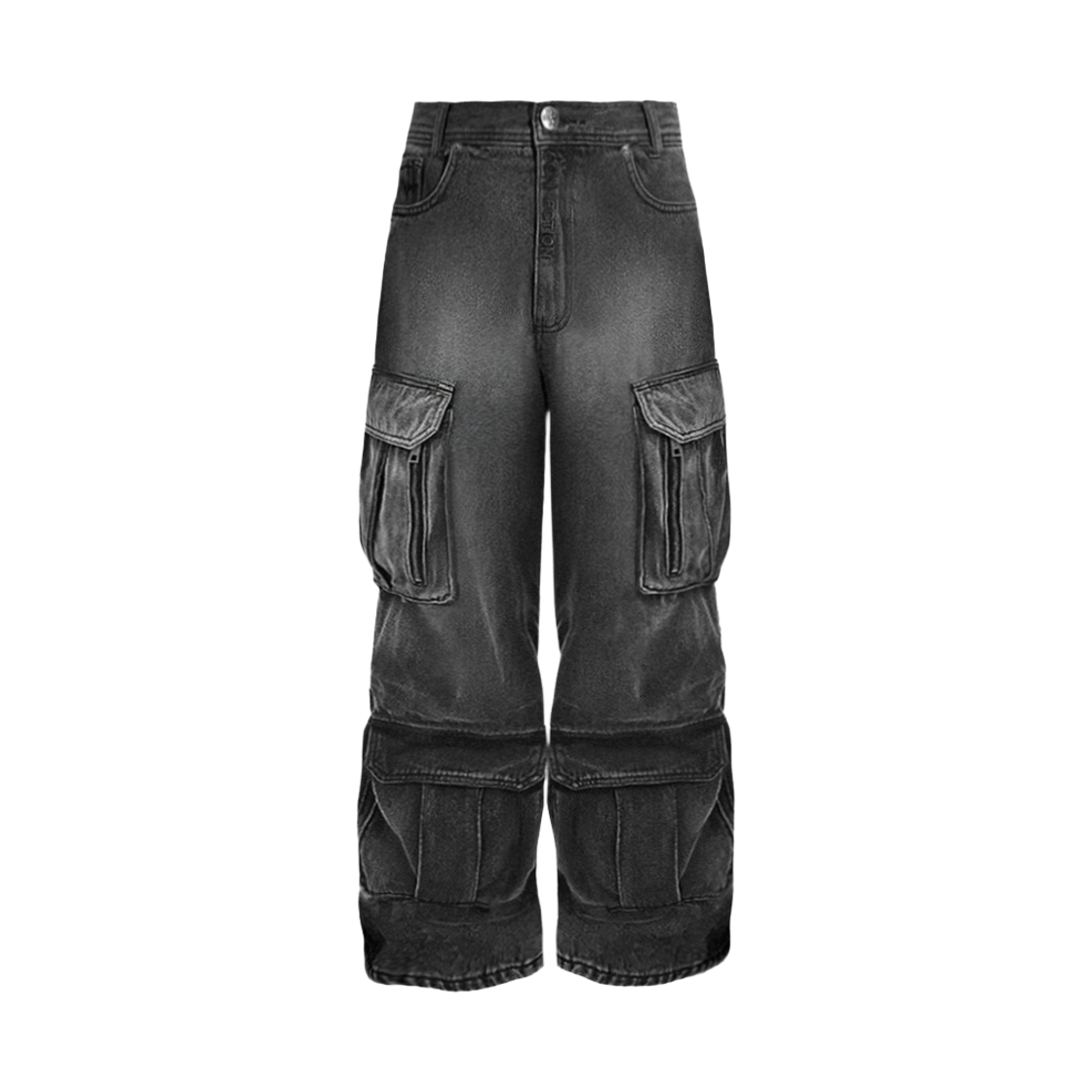 AXASPTD01-BK AX CONNECTION Max Cargo Washed Wide Denim Pants