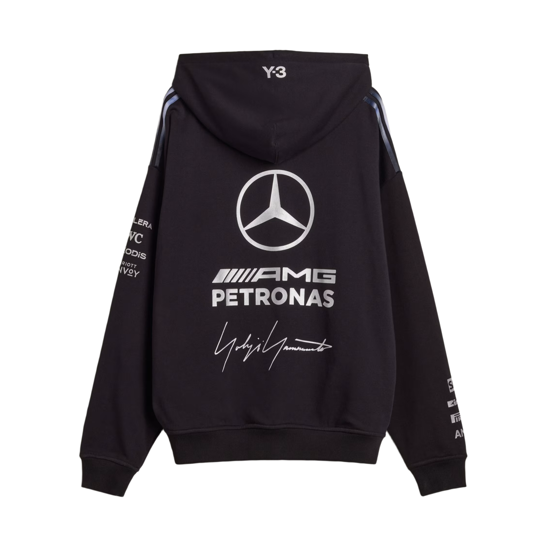 메르세데스 AMG 페트로나스 x Y-3 F1 팀 실버 애로우 메르세데스 팀 후드 블랙(Mercedes AMG Petronas x Y-3 F1 Team Silver Arrow Mercedes Team Hoodie Black) - 2