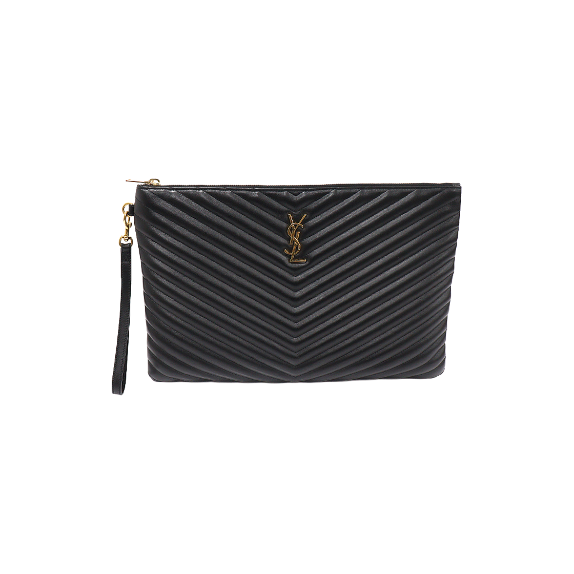 생로랑 440222 블랙 마틀라세 모노그램 다큐먼트 홀더 스트랩 클러치(Saint Laurent 440222 Black Matelasse Monogram Document Holder Strap Clutch)