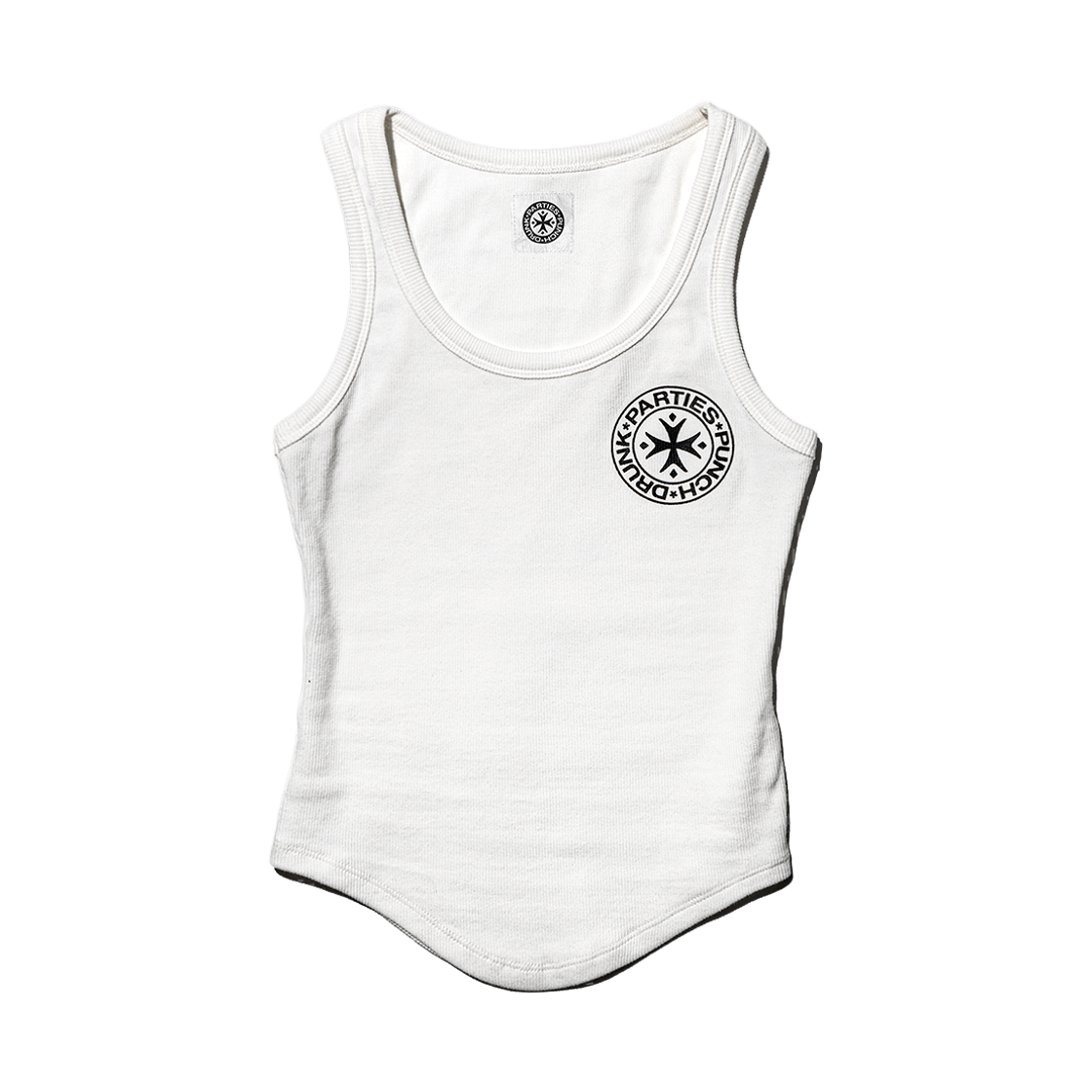 펀치 드렁크 파티즈 SHG 로고 베리에이션 슬리브리스 화이트(Punch Drunk Parties SHG Logo Variation Sleeveless White)