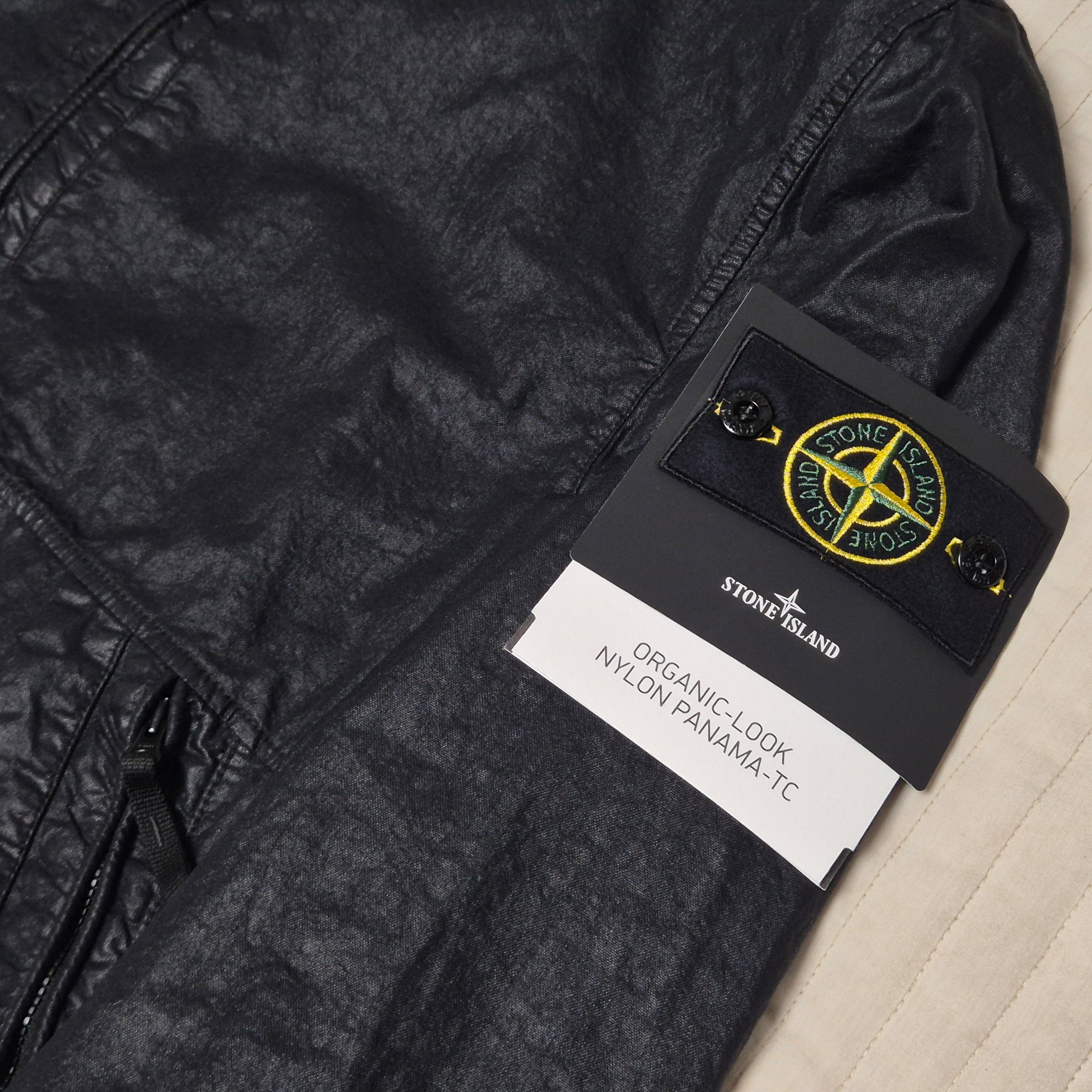 Stone Island 4100053 Organic Look Nylon Panama-TC Hooded Jacket with High-Neck Zip Black - 26SS 착용 스타일 - 2