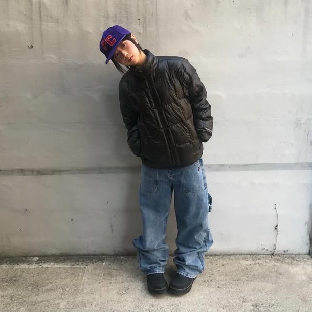 SPORT CHAMBER SC 90's Carpenter Denim Pants Blue 착용 스타일 - 1