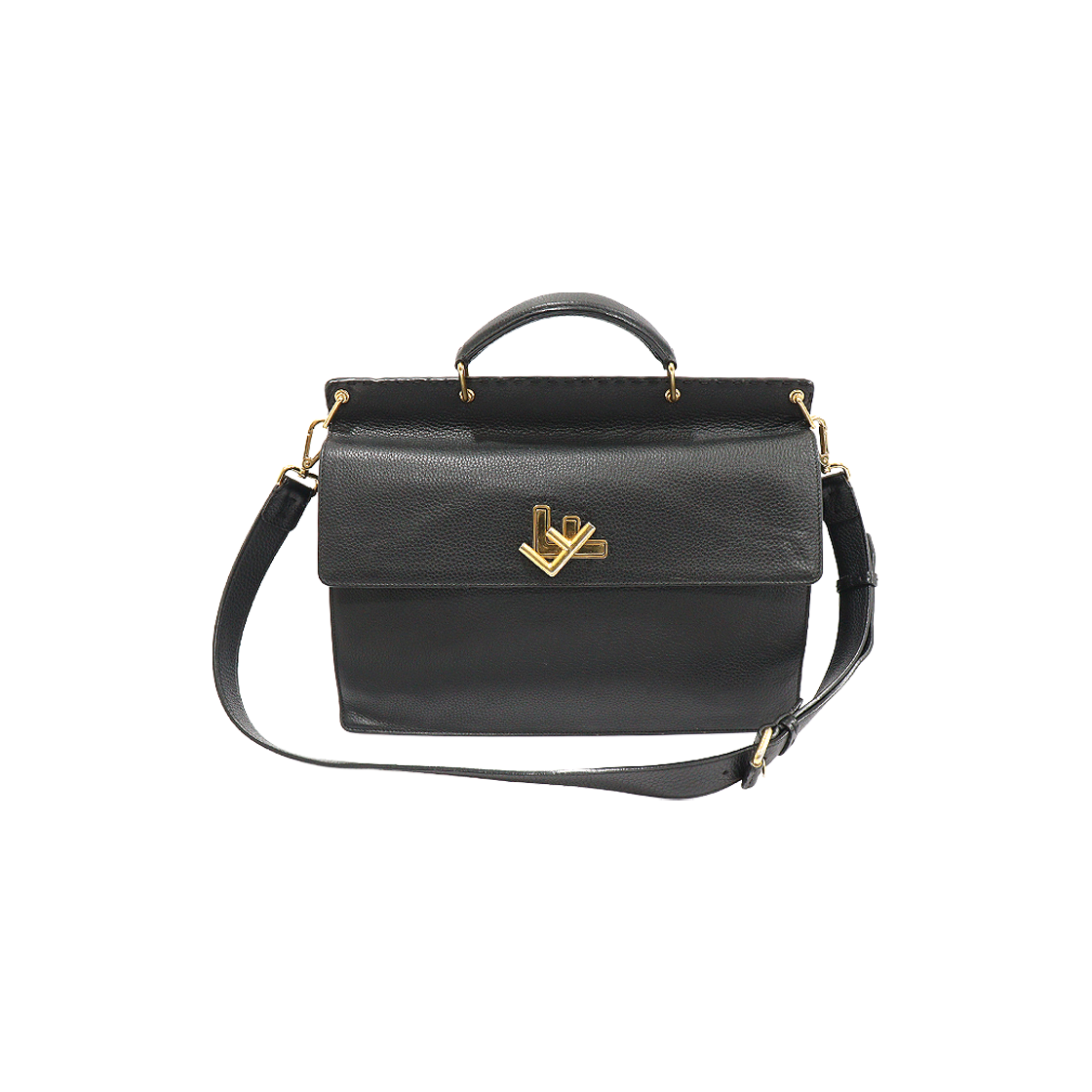 펜디 7VA462 블랙 카프스킨 금장 셀러리아 더블 페이스 브리프케이스 서류가방 2WAY(Fendi 7VA462 Black Calfskin Gold-tone Selleria Double-Face Briefcase 2-Way)