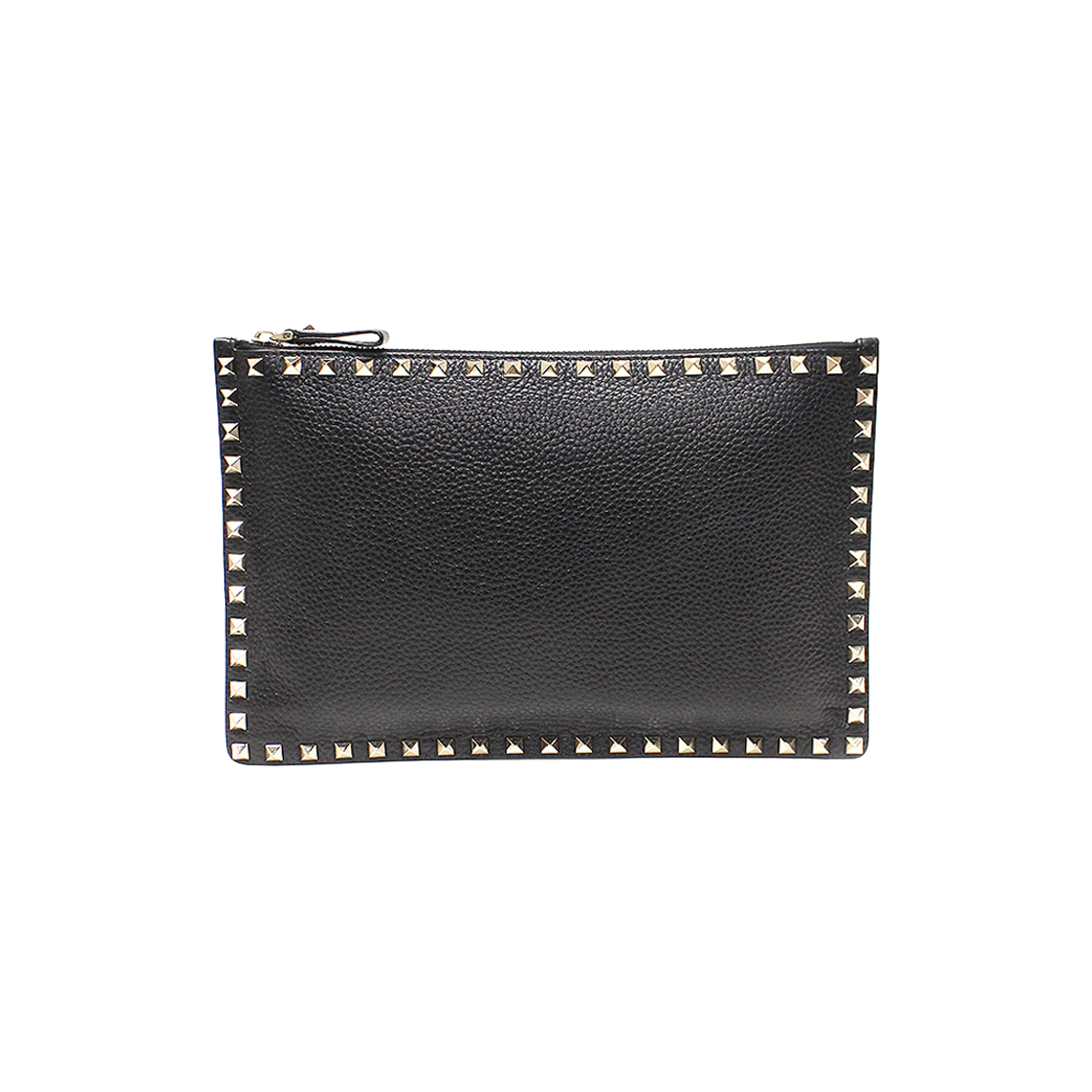 발렌티노 QW1P0269VSH 블랙 스탐파 알체 카프스킨 금장 락스터드 클러치(Valentino Black Stamp Alce Calfskin Gold Rockstud Clutch) - 1
