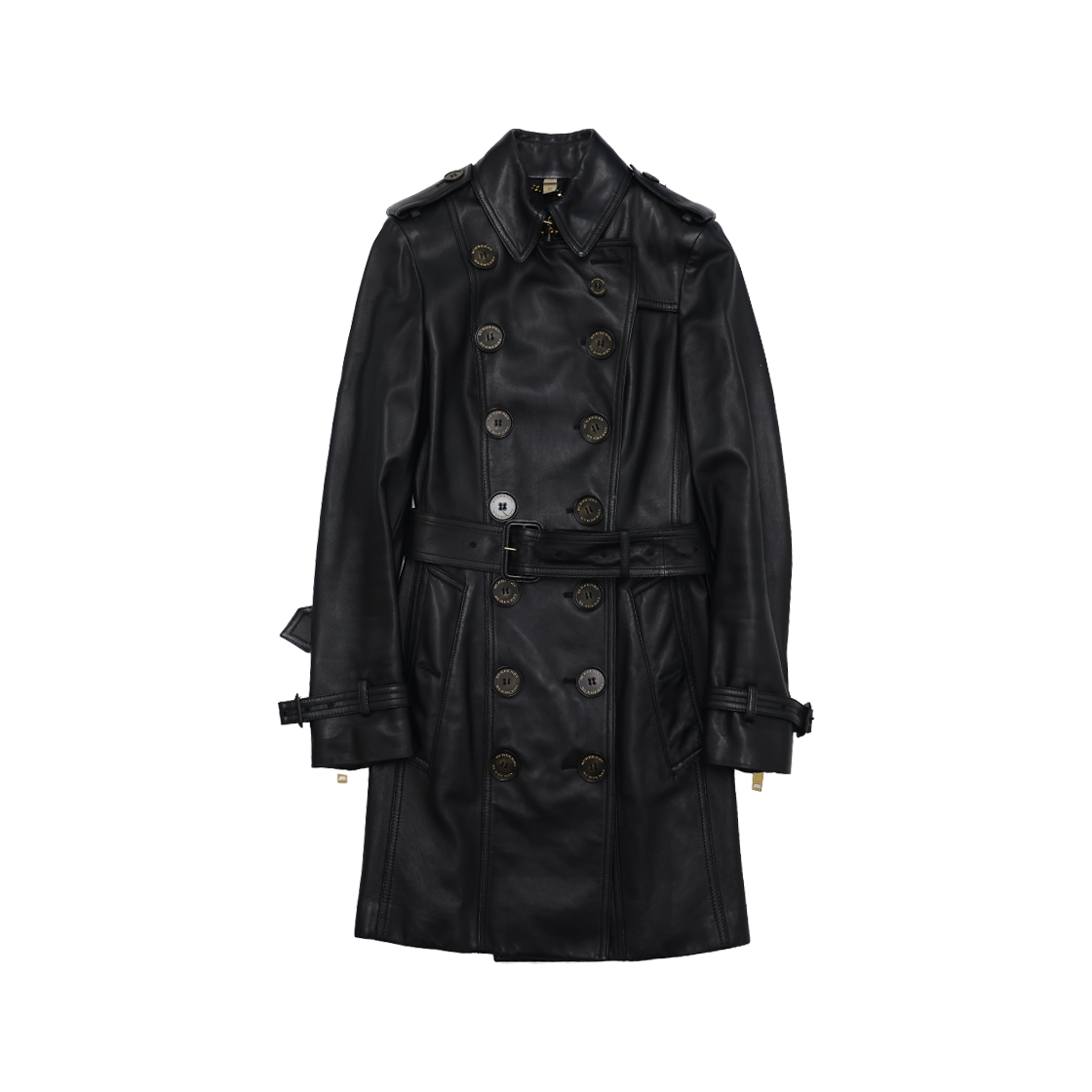ITMMJMVSAGQH Burberry Sandringham Trench Coat in Black Leather