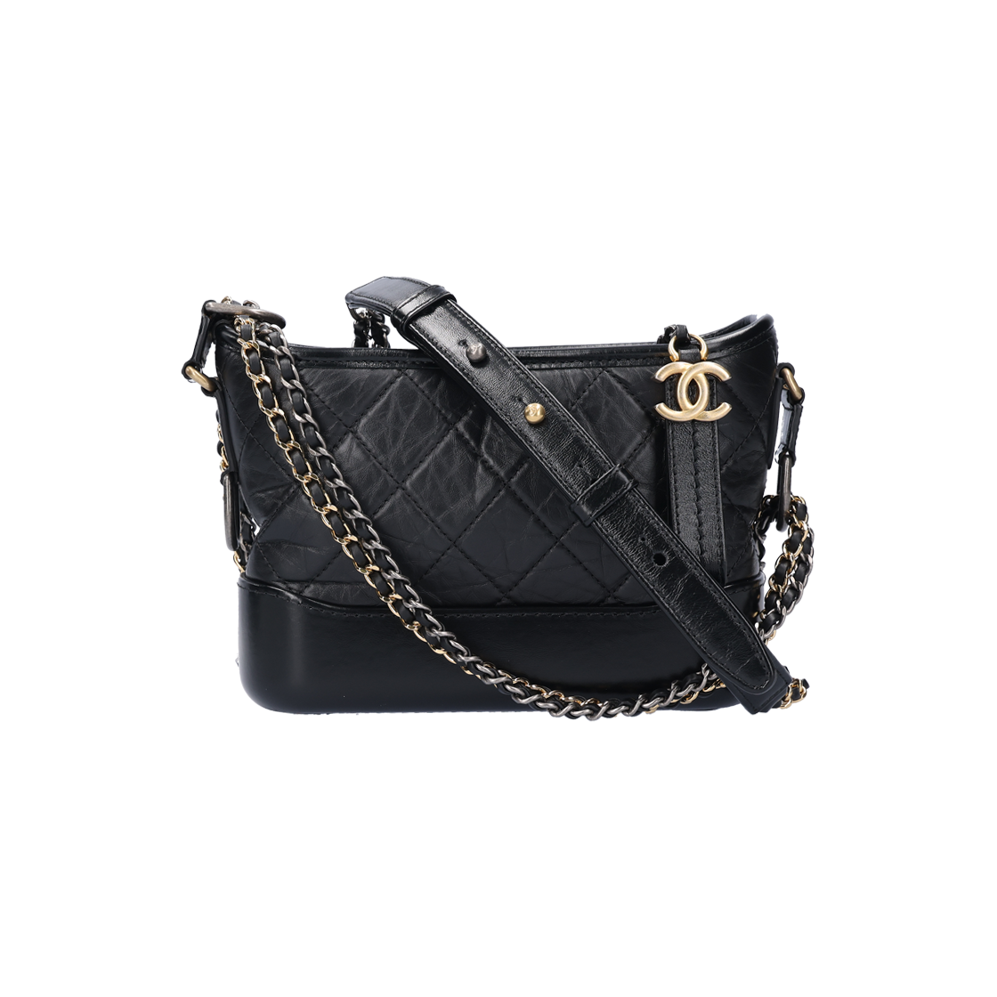 샤넬 A91810 가브리엘 스몰 호보백 카프스킨 블랙 금장(Chanel A91810 Gabrielle Small Hobo Bag in Black Calfskin with Gold Hardware) - 1