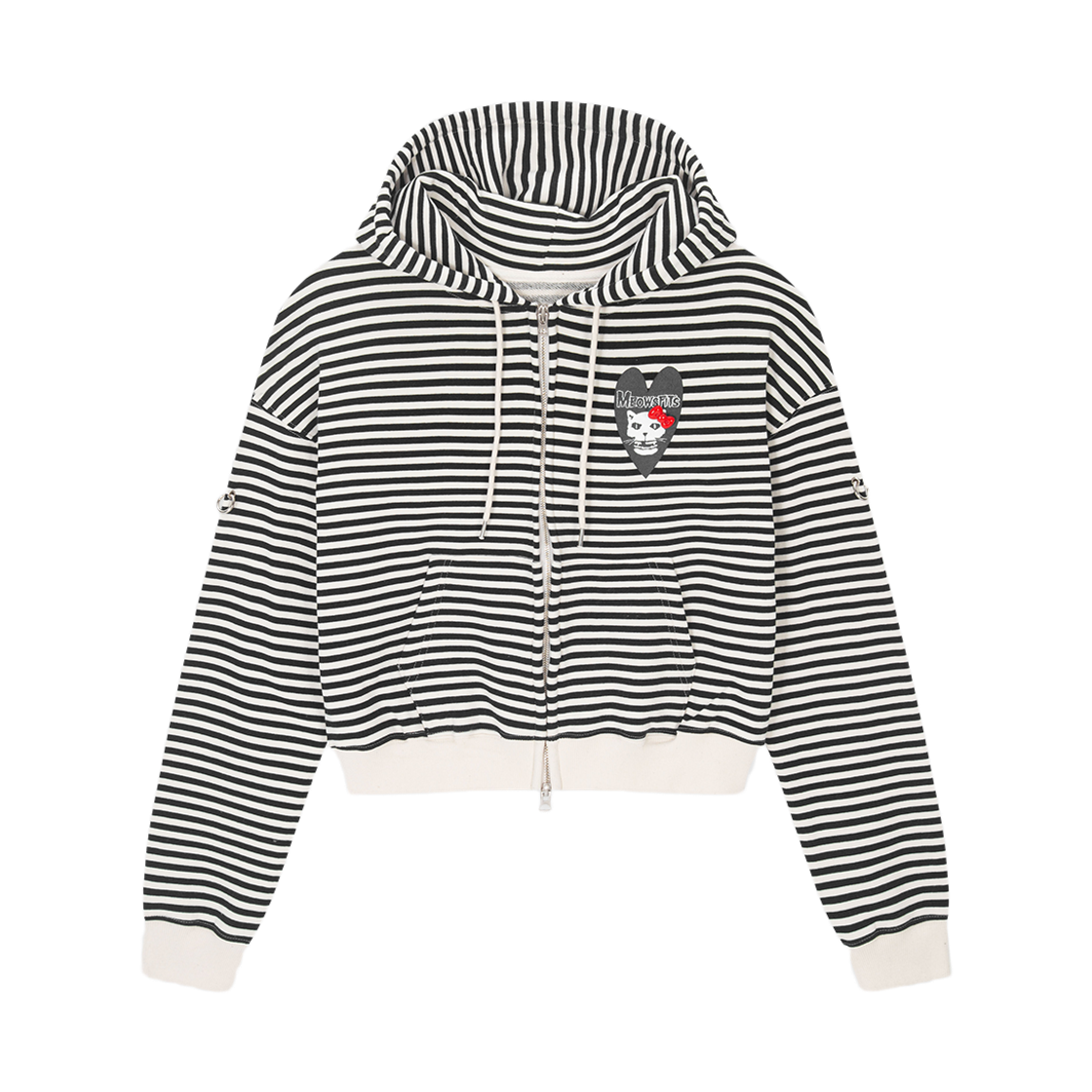 하이타이드 프랭키 미우스피츠 크롭 와이어 집업 후디 블랙(HIGHTIDE FRANKIE Meowsfits Crop Wire Zip-Up Hoodie Black) - 2