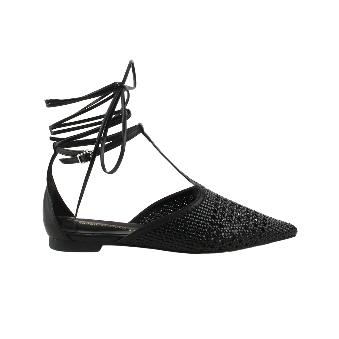 MD0079_2 Moodnight Lily Weaving T-Strap Flat Shoes l Black