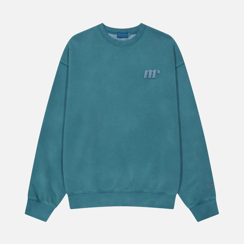 맨하탄 레코즈 로고 피그먼트 크루넥 - 블루(Manhattan Records Logo PM Crew Neck - Blue) - 2