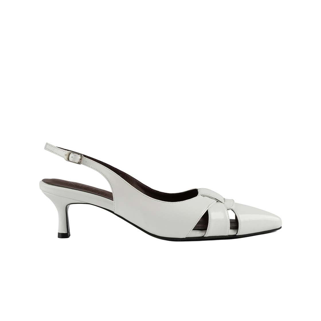 MD0342_1 Moodnight Agnes Sling-Back Kitten Heels l White
