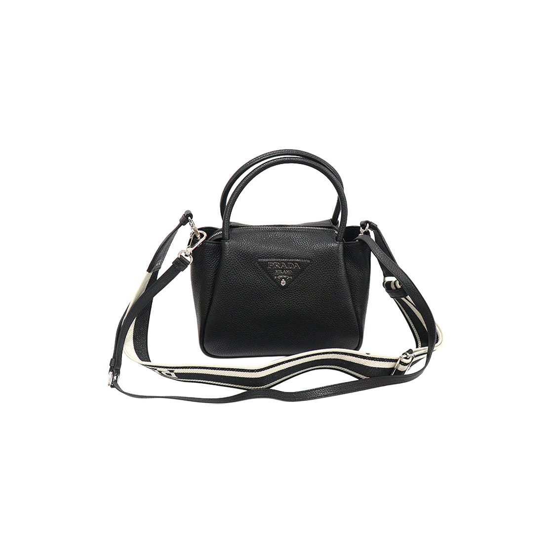 프라다 1BC145 블랙 비텔로 다이노 소프트 레터링 스몰 토트 2WAY(Prada Black Vitello Daino Soft Lettering Small 2-Way Tote)
