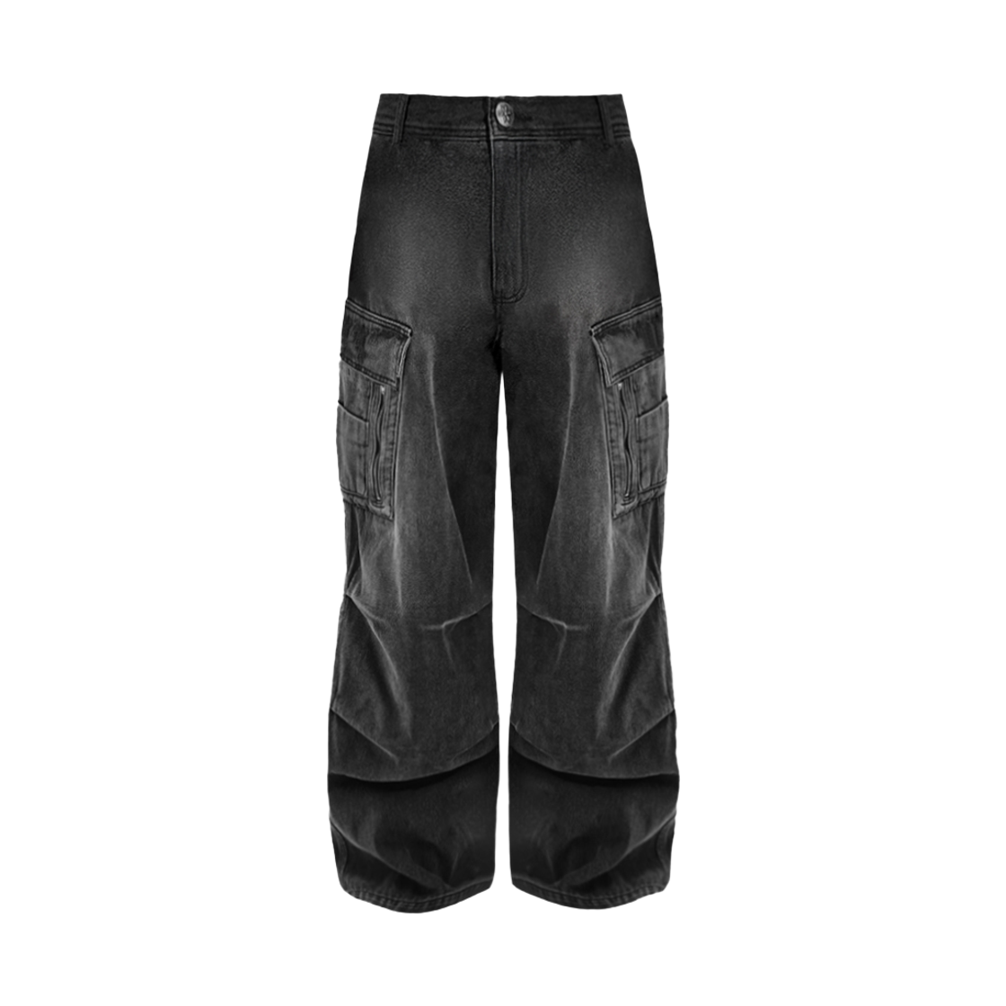 AXASPTD03-GR AX CONNECTION Tactical Cargo Washed Wide Denim Pants Grey