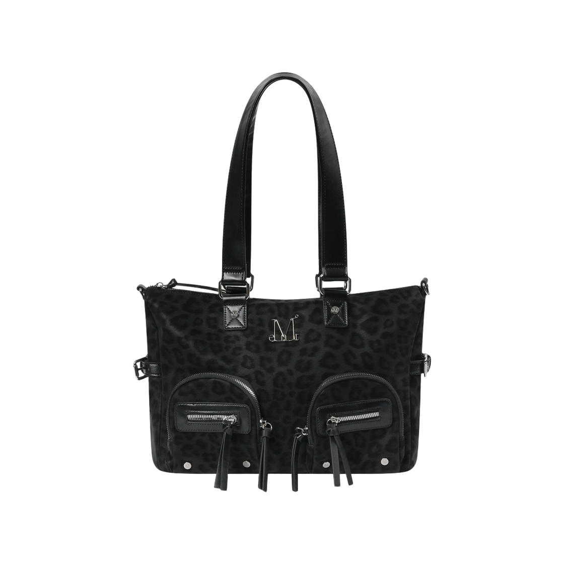 무센트 로잔 호피 메탈 로고 숄더백 남녀공용 블랙(MUCENT Rozan Leopard Metal Logo Shoulder Bag Unisex Black)