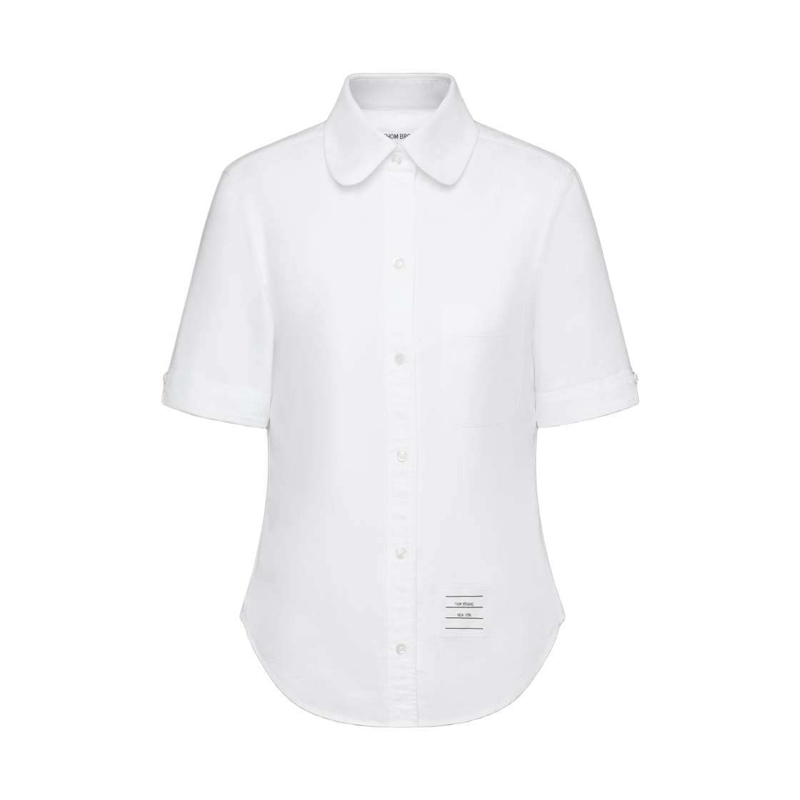 FLL206A-F0313-100 (W) Thom Browne Oxford Round Collar Short Sleeve White