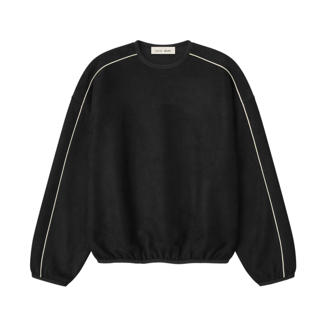 - Essentials Suede Fleece Signature Modern Crewneck Sweatshirt Vintage Black - 26SS