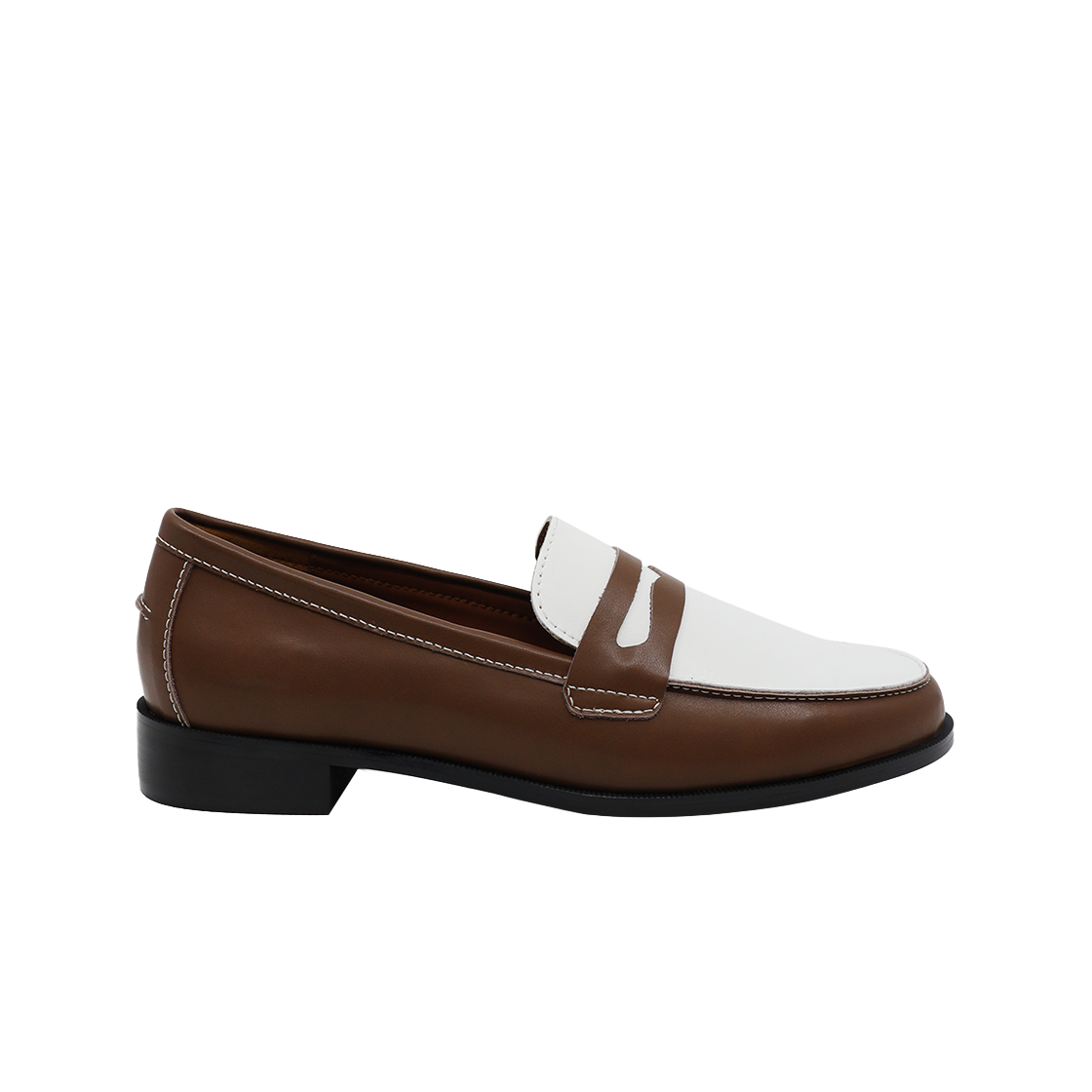 MD0261_2_copy Moodnight April Stitch Classic Penny Loafers l Combi-Brown
