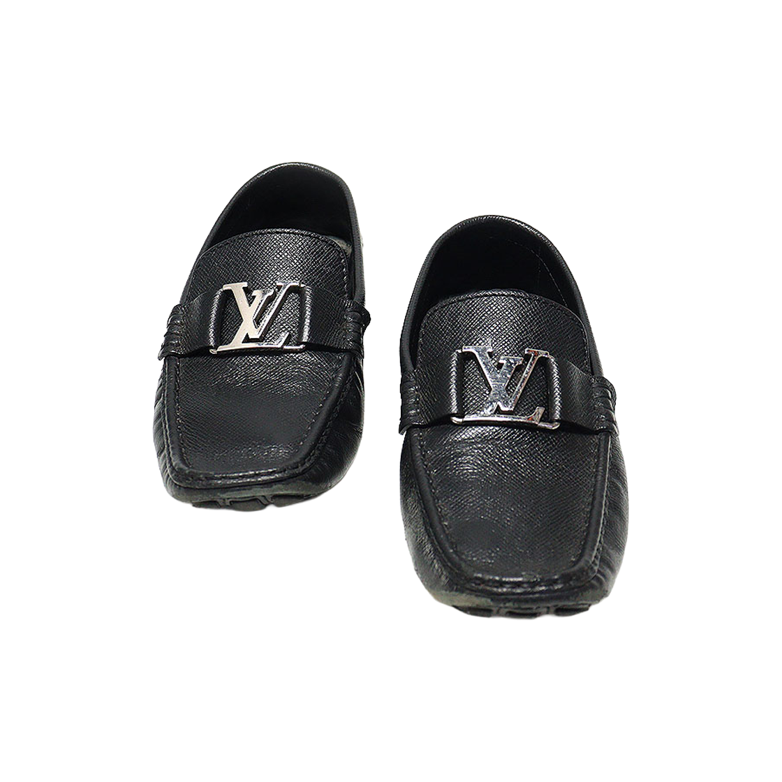 루이비통 1A3K2H 블랙 타이가 레더 몬테 카를로 모카신 남성 로퍼 7(Louis Vuitton Black Taiga Leather Monte Carlo Moccasin Loafers for Men Size 7) - 1