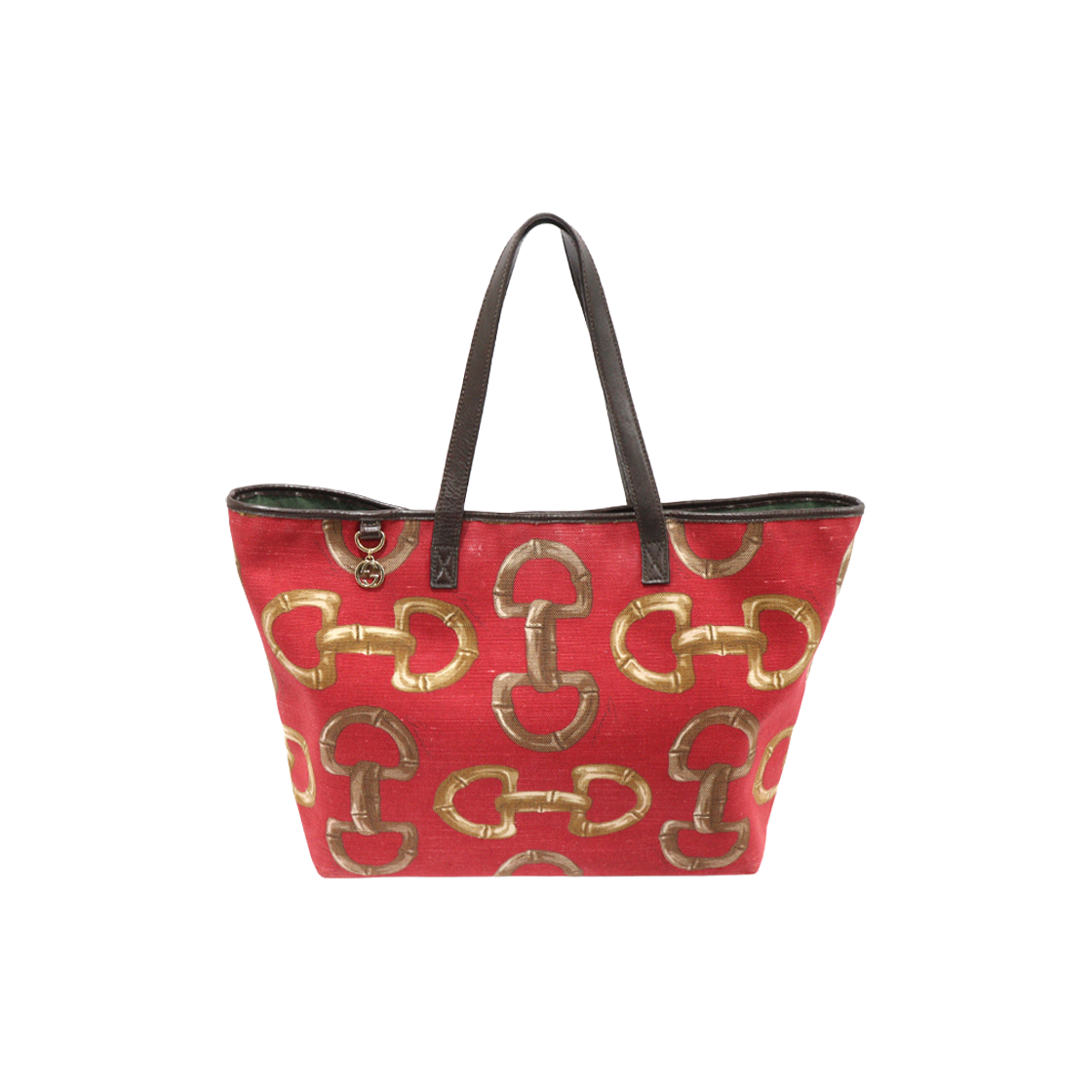 구찌 154402 레드 캔버스 브라운 레더 홀스빗 쇼퍼 숄더백(Gucci 154402 Red Canvas and Brown Leather Horsebit Shopper Shoulder Bag) - 1