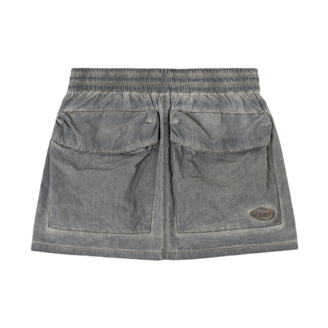 A211770IQAX-93R (W) Diesel O-Cean-S1 Nylon Mini Skirt with Maxi Pouch Pockets Grey