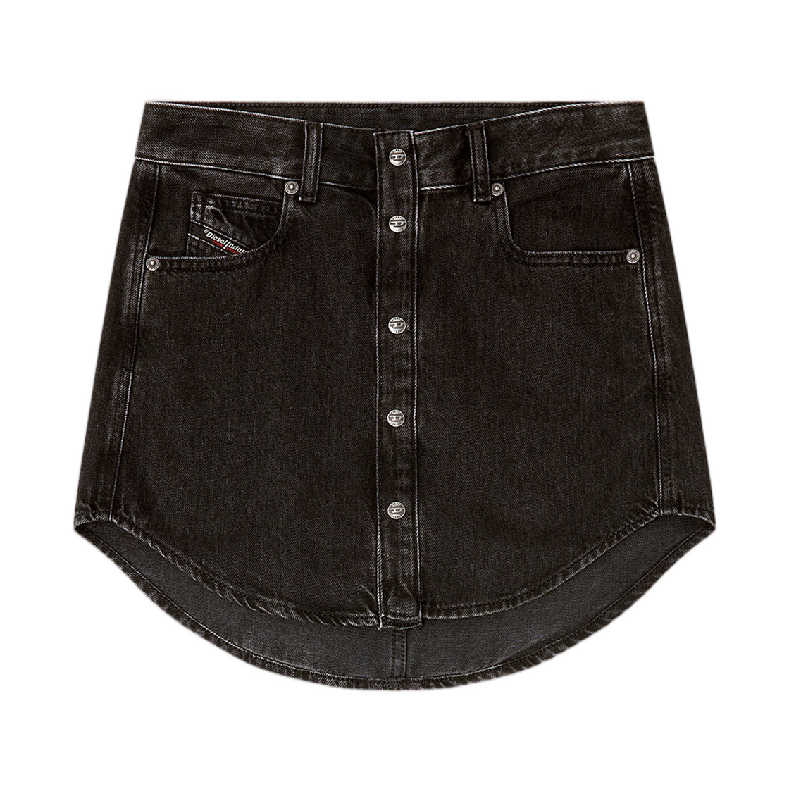 A17916068KE-02 (W) Diesel De-Ard Denim Button-Front Miniskirt Black