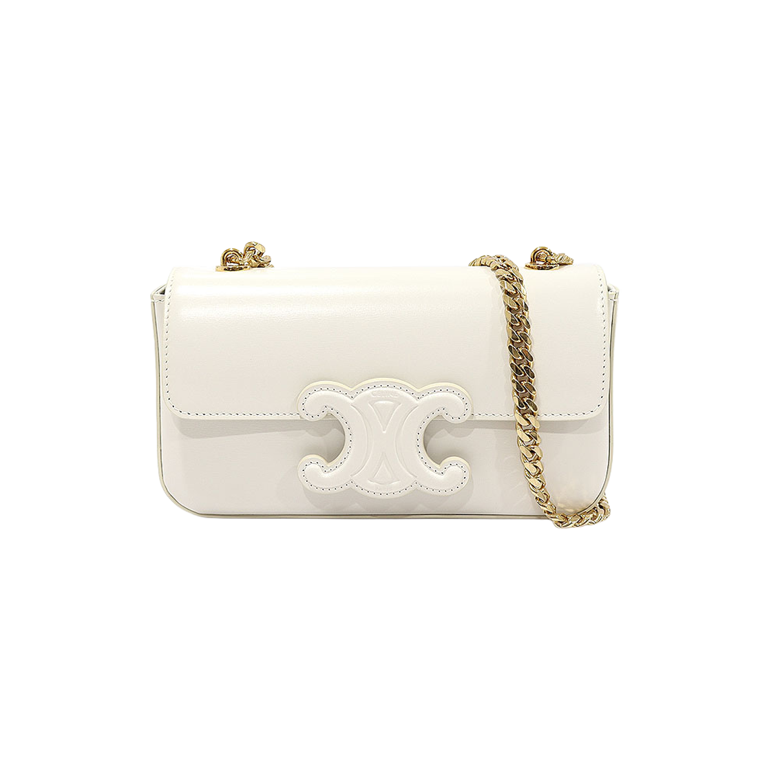 ITOV8B2FTPQI Celine White Shiny Calfskin Triomphe Chain Shoulder Bag
