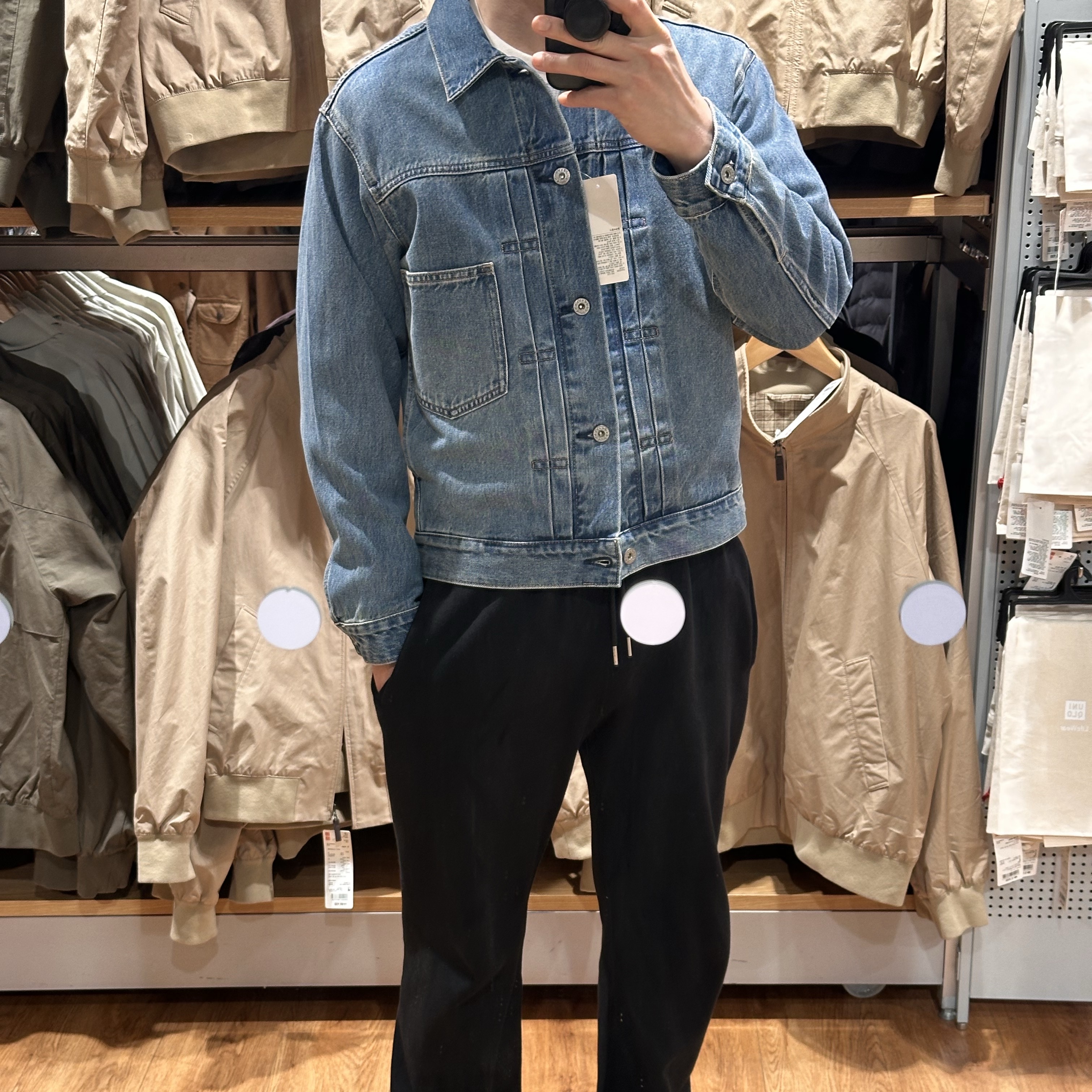Uniqlo Denim Trucker Jacket Blue - JP 착용 스타일