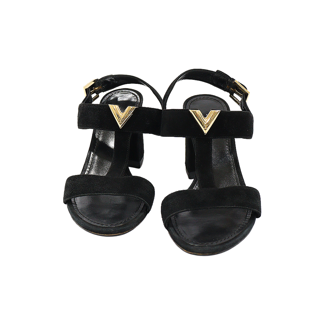 IT84SO7W2B3L Louis Vuitton BAHIANA Black Suede Strap Sandals 35