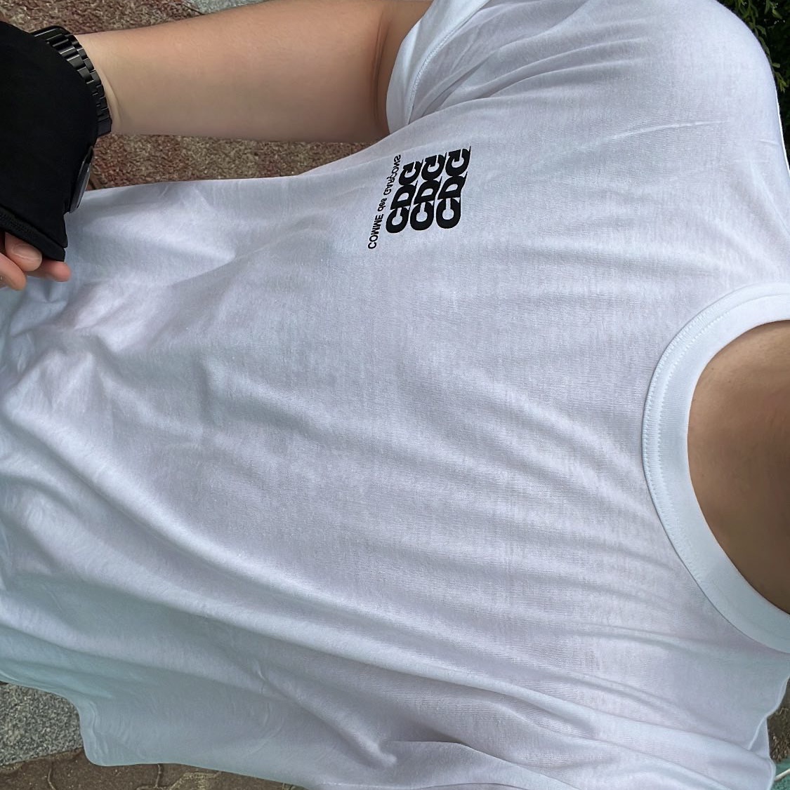 CDG Oversized T-Shirt1 White 착용 스타일