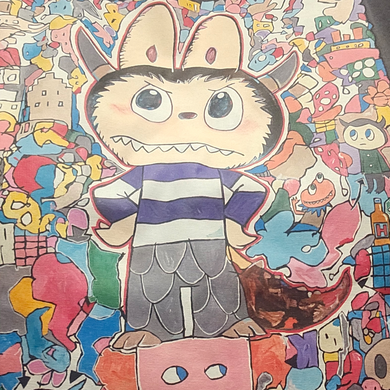 (Kids) Uniqlo x Pop Mart UT Graphic T-Shirt I Dark Gray - KR 착용 스타일 - 2