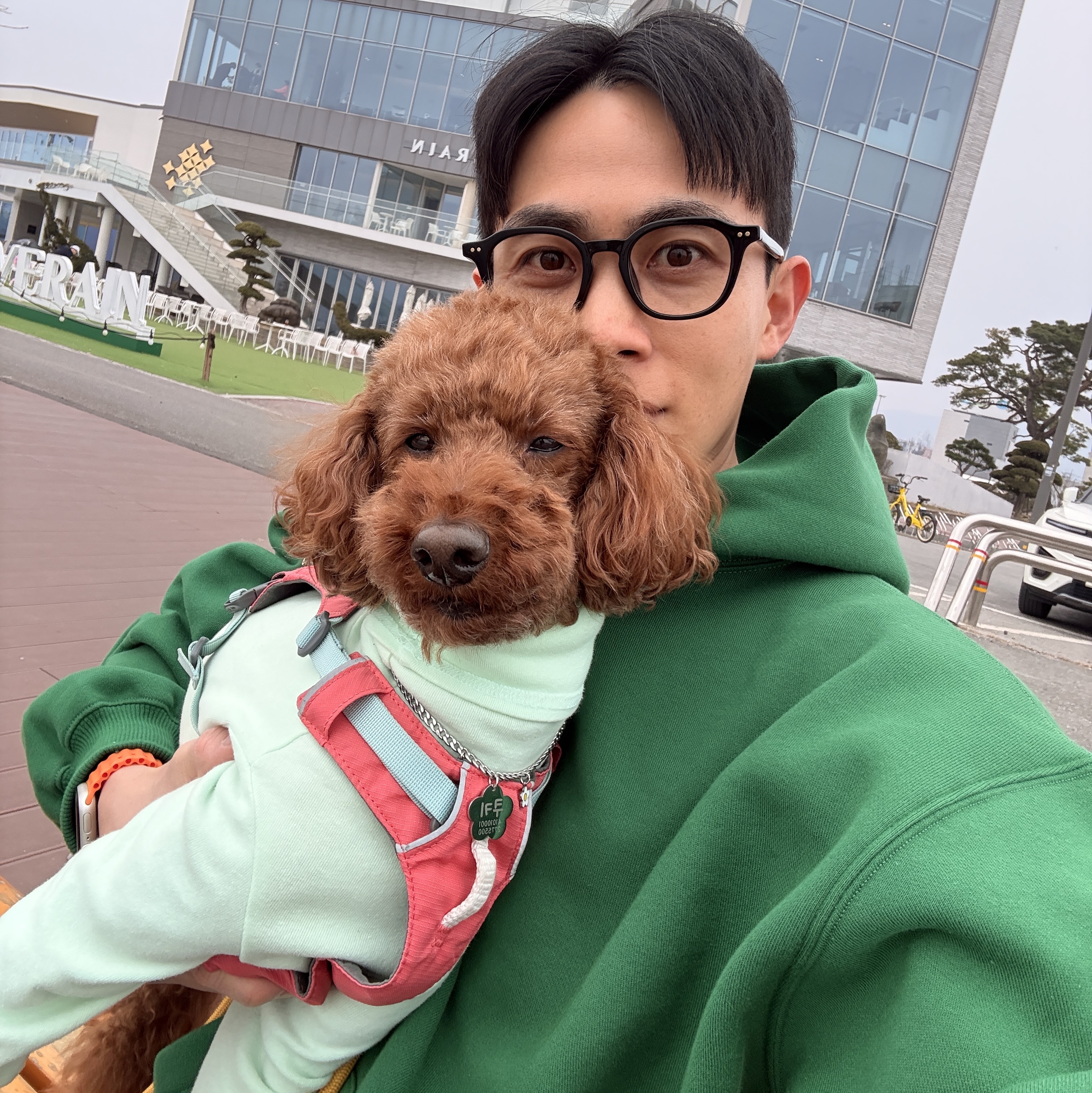 IAB Studio IAB Patch Hoodie Green, Salomon XT-4 Tobacco Brown 착용 스타일 - 4