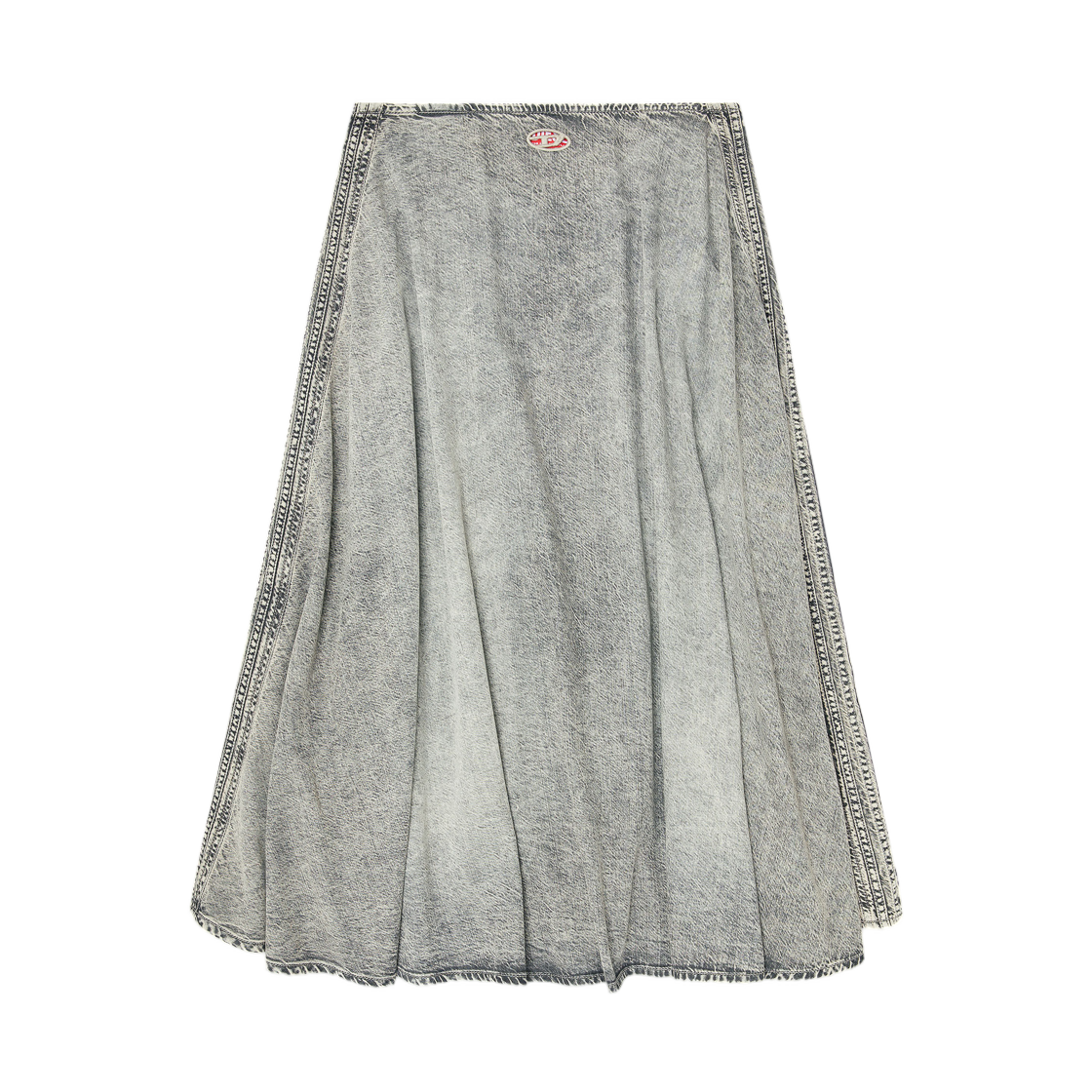 (W) 디젤 드-애니-S2 데님 풀 스커트 위드 애슬레틱 스트라이프스 그레이((W) Diesel De-Annie-S2 Denim Full Skirt with Athletic Stripes Grey) - 1