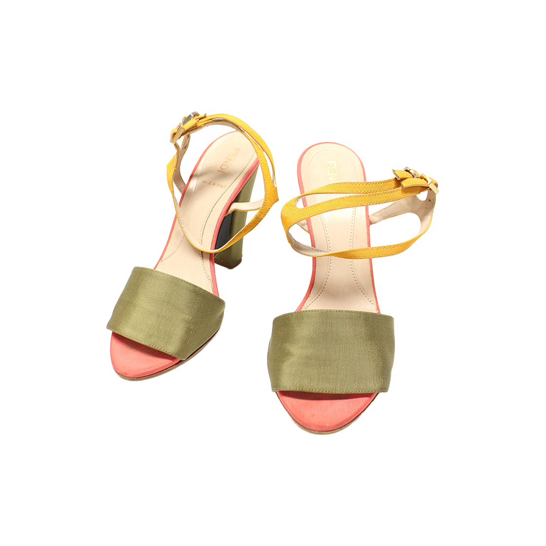 펜디 멀티 컬러 새틴 FF로고 장식 스트랩 여성 샌들 36(Fendi Multi-Color Satin FF Logo Strap Women's Sandals 36) - 1