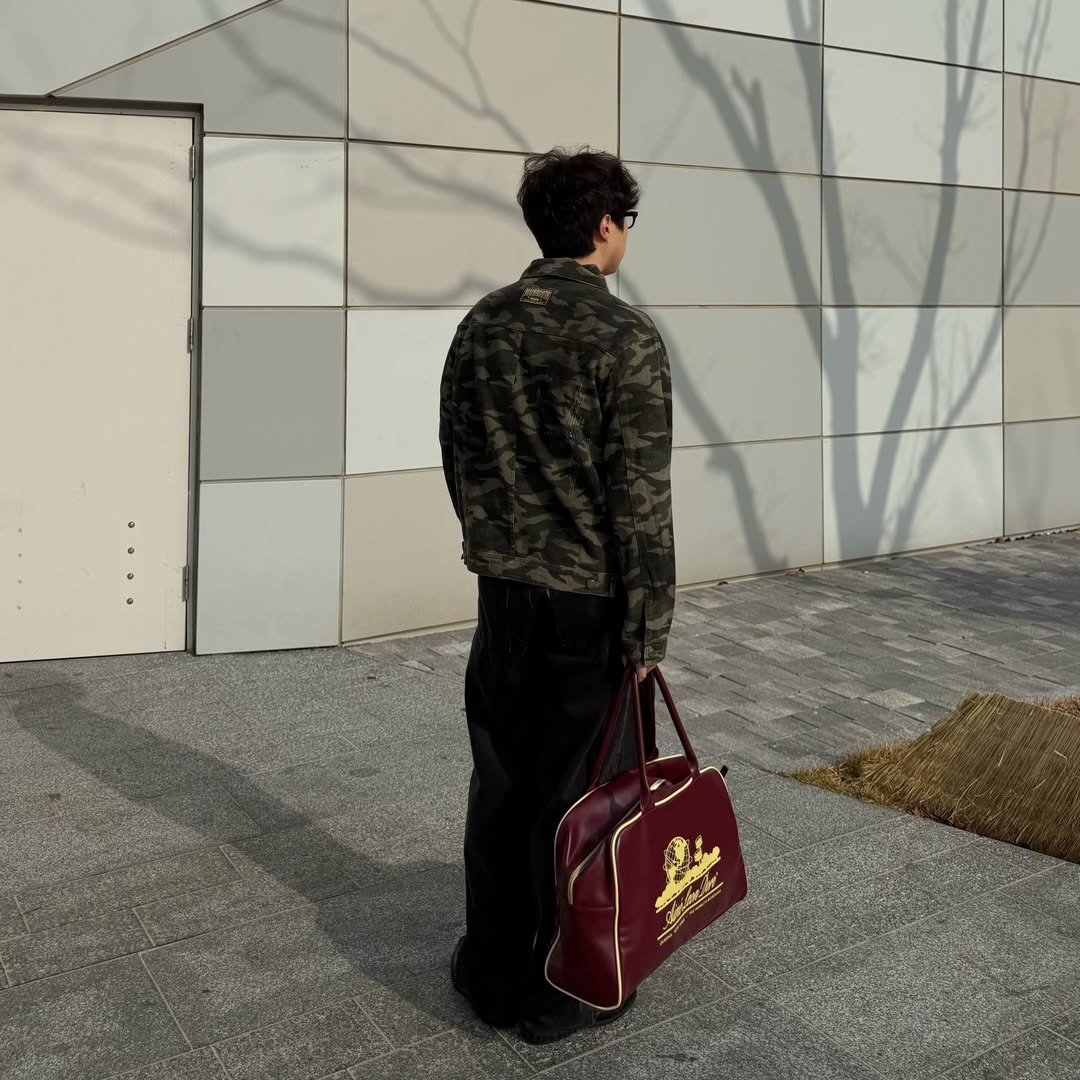 MAINBOOTH Destroyed Camo Trucker Jacket CAMO 착용 스타일 - 5