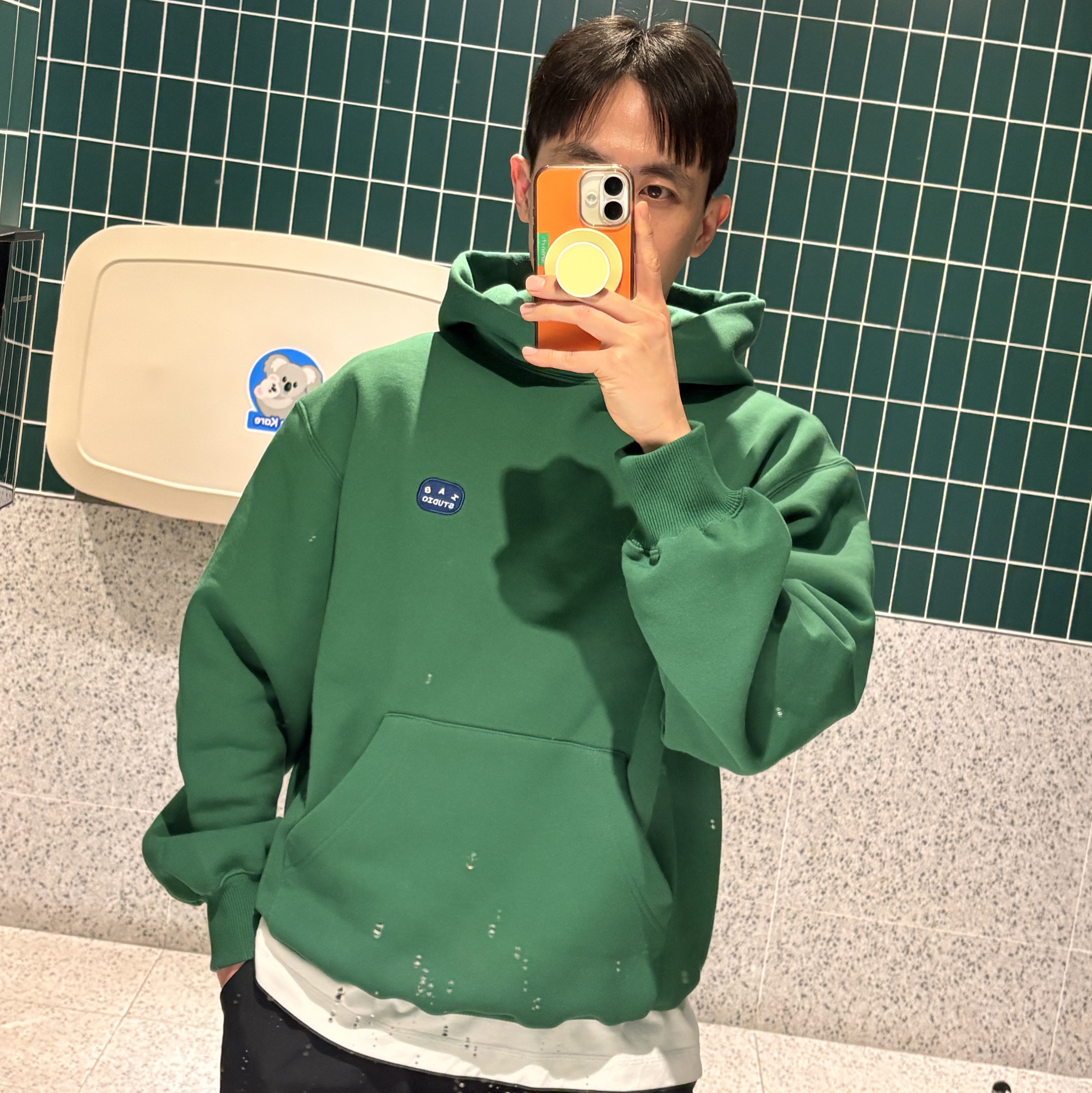 IAB Studio IAB Patch Hoodie Green, Salomon XT-4 Tobacco Brown 착용 스타일 - 5