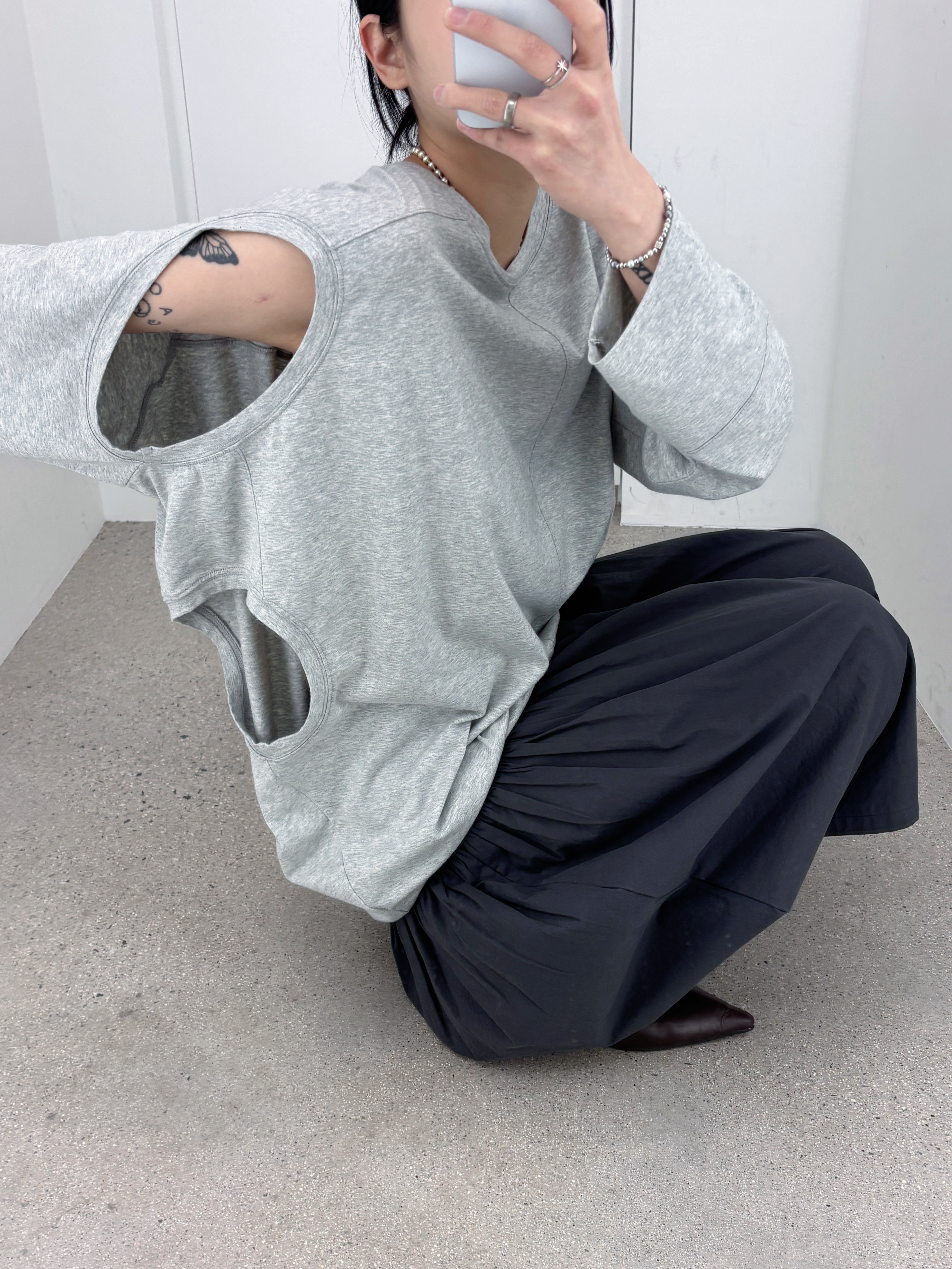 Aftermath Atm 777 Logo Ball Cap Black, Saint James Stripe Muffler Navy Ivory 착용 스타일 - 7