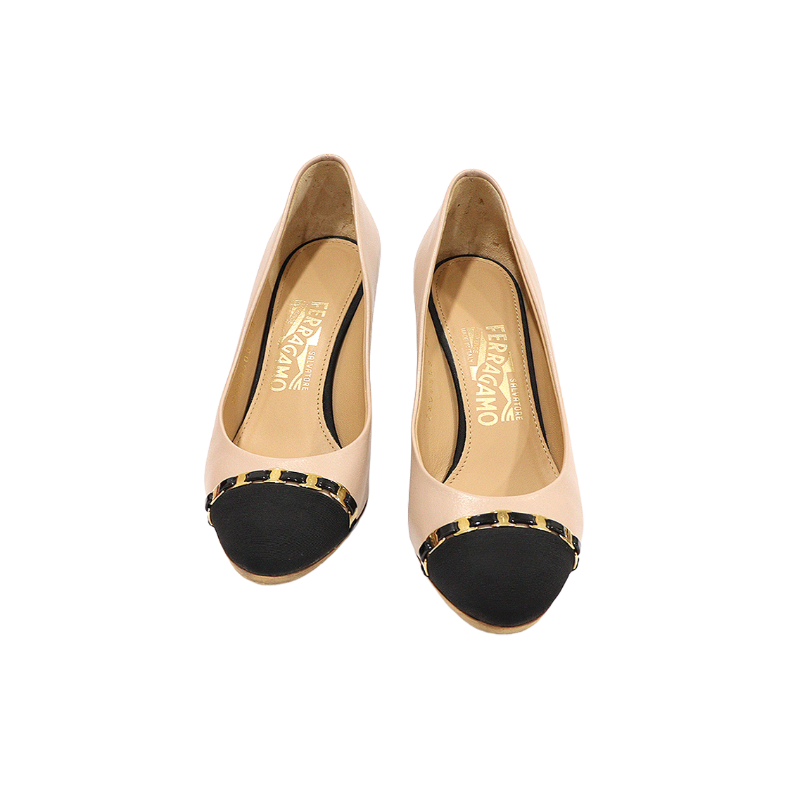 페라가모 01H082 베이지 카프스킨 나나 웨지힐 여성 구두 5.5D(Salvatore Ferragamo NANA Beige Calfskin Wedge Heels for Women 5.5D) - 1