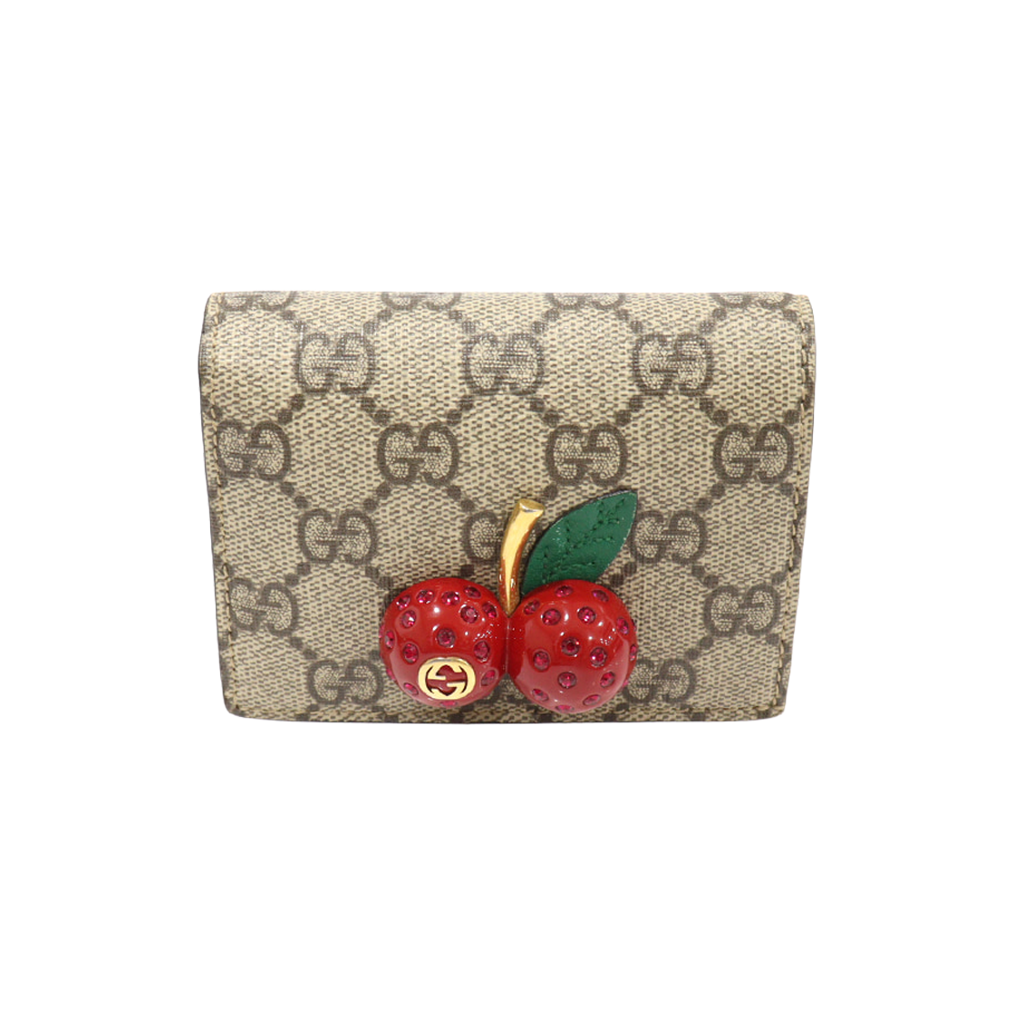 구찌 476050 GG 수프림 캔버스 체리 장식 카드 케이스 반지갑(Gucci 476050 GG Supreme Canvas Cherry Detail Card Case Wallet) - 1