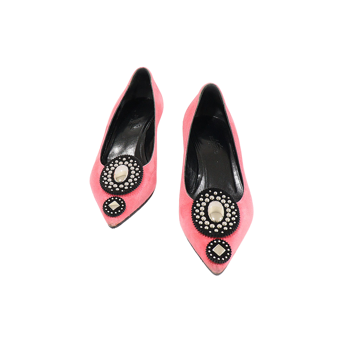 ITJH82M4LL7U Hermes H172007Z Pink Suede Metal Dot Pumps, Women's Size 35