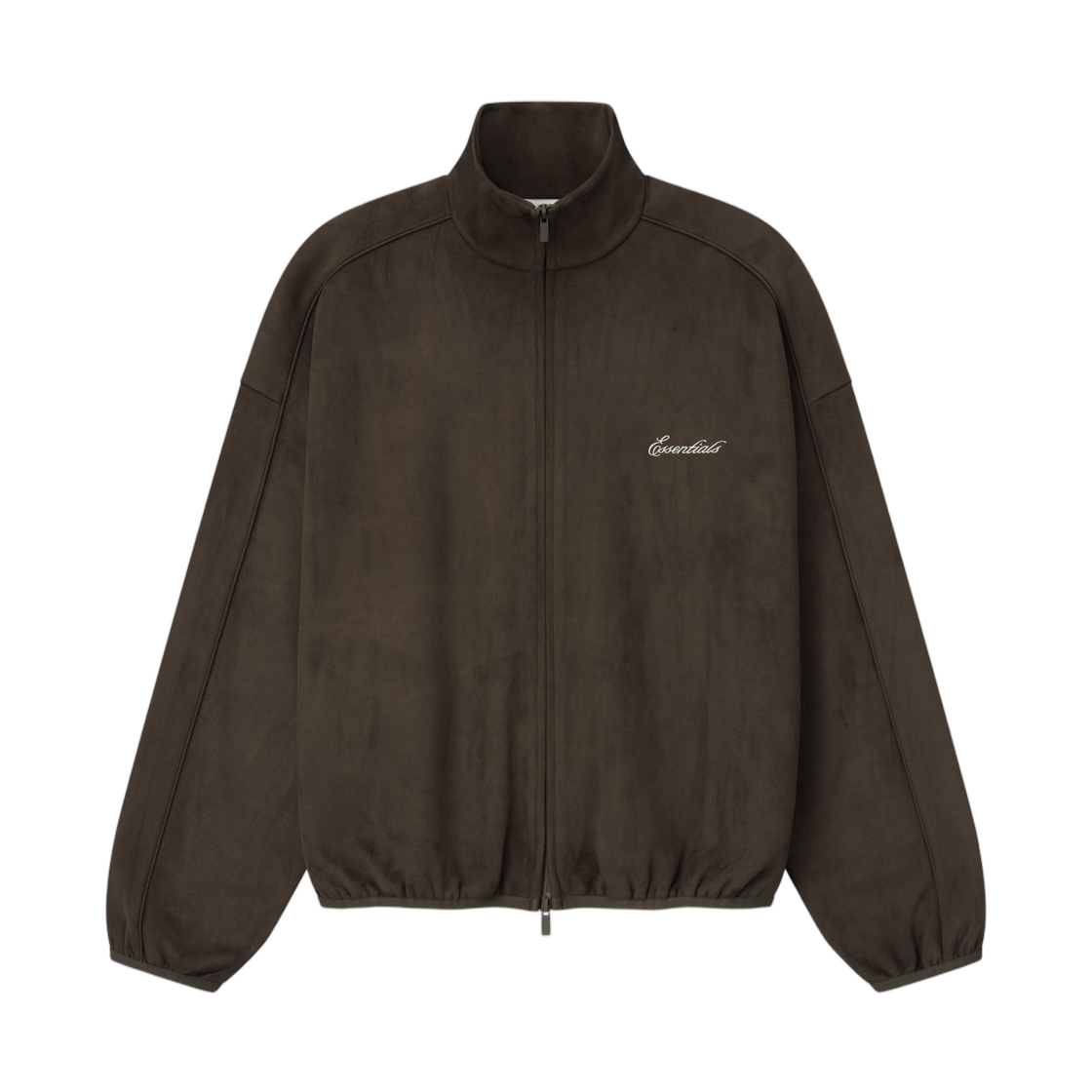 에센셜 스웨이드 플리스 시그니처 모던 트랙 자켓 위드 파이핑 브라운 - 26SS(Essentials Suede Fleece Signature Modern Track Jacket W/ Piping Brown - 26SS)