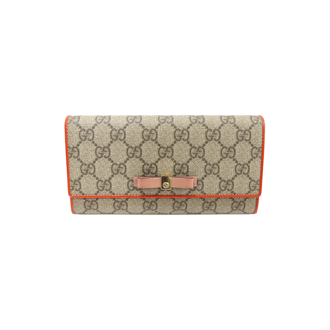 ITATU3UTTNEG Gucci GG Logo PVC Patent Trim Ribbon Long Wallet