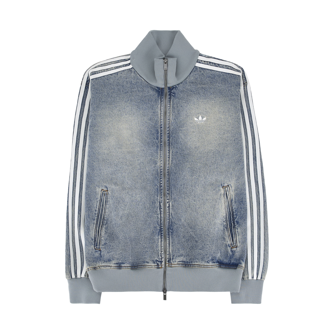 아디다스 x 아트모스 데님 파이어버드 트랙탑 인디고 데님 - KR 사이즈(Adidas x Atmos Denim Firebird Track Top Indigo Denim - KR Sizing)