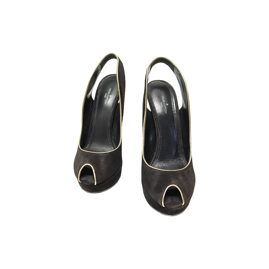 루이비통 1A1XOC Premiere 블랙 스웨이드 오픈토 펌프스 여성 구두 38(Louis Vuitton Premiere Black Suede Open-Toe Pumps, Women's Size 38) - 1